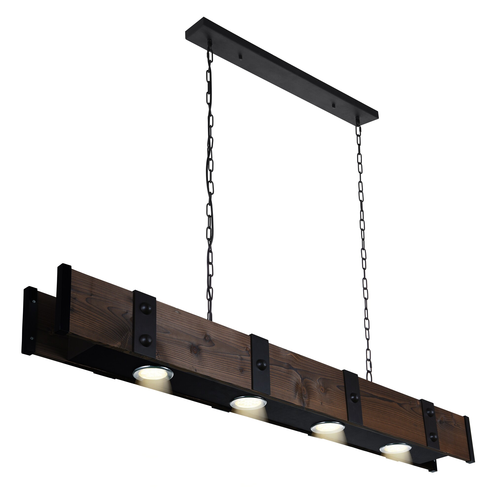 Rustic Crystal-Embellished LED Drum Chandelier in Brown and Black