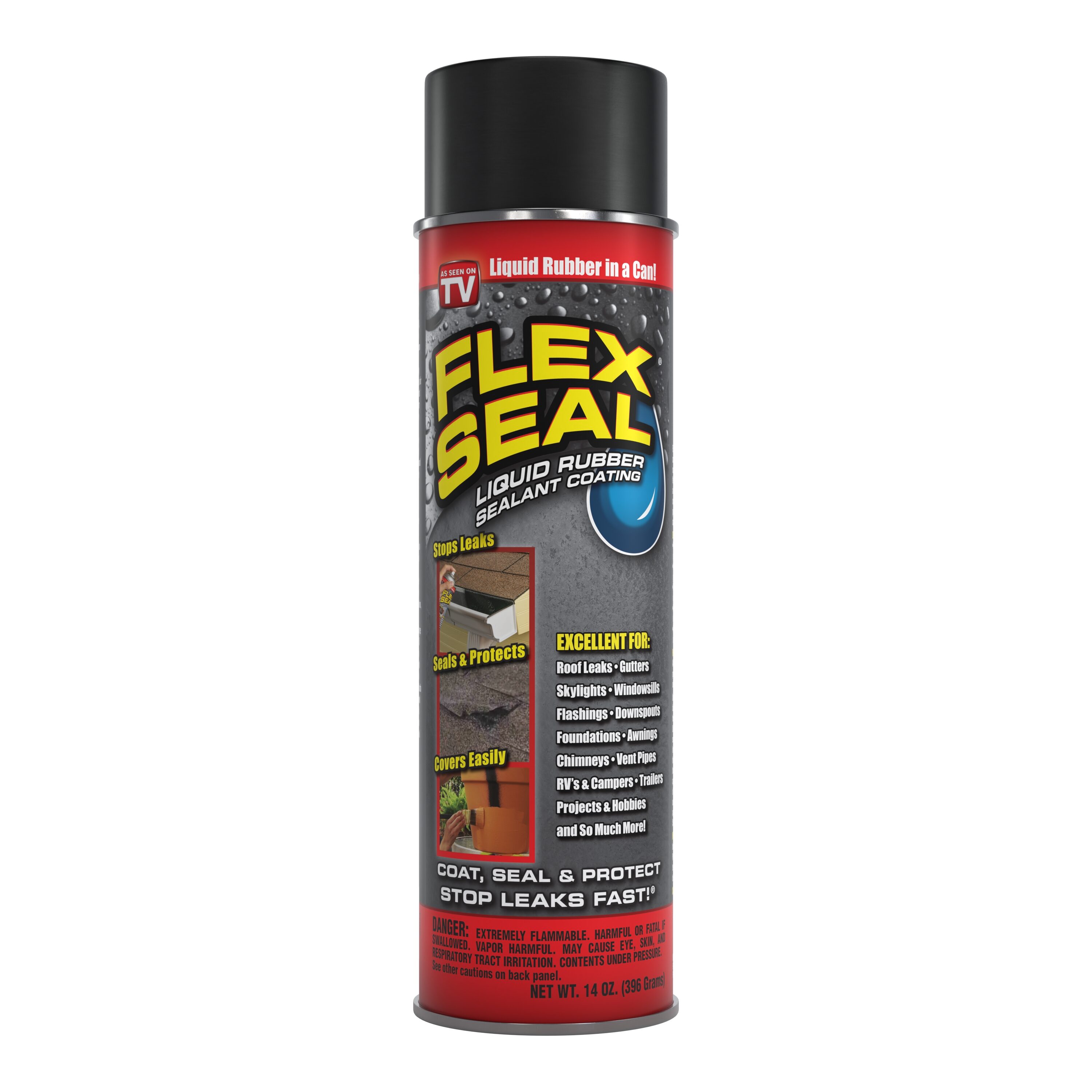 Flex Seal Liquid Rubber Sealant Coating, Black - 14 oz can
