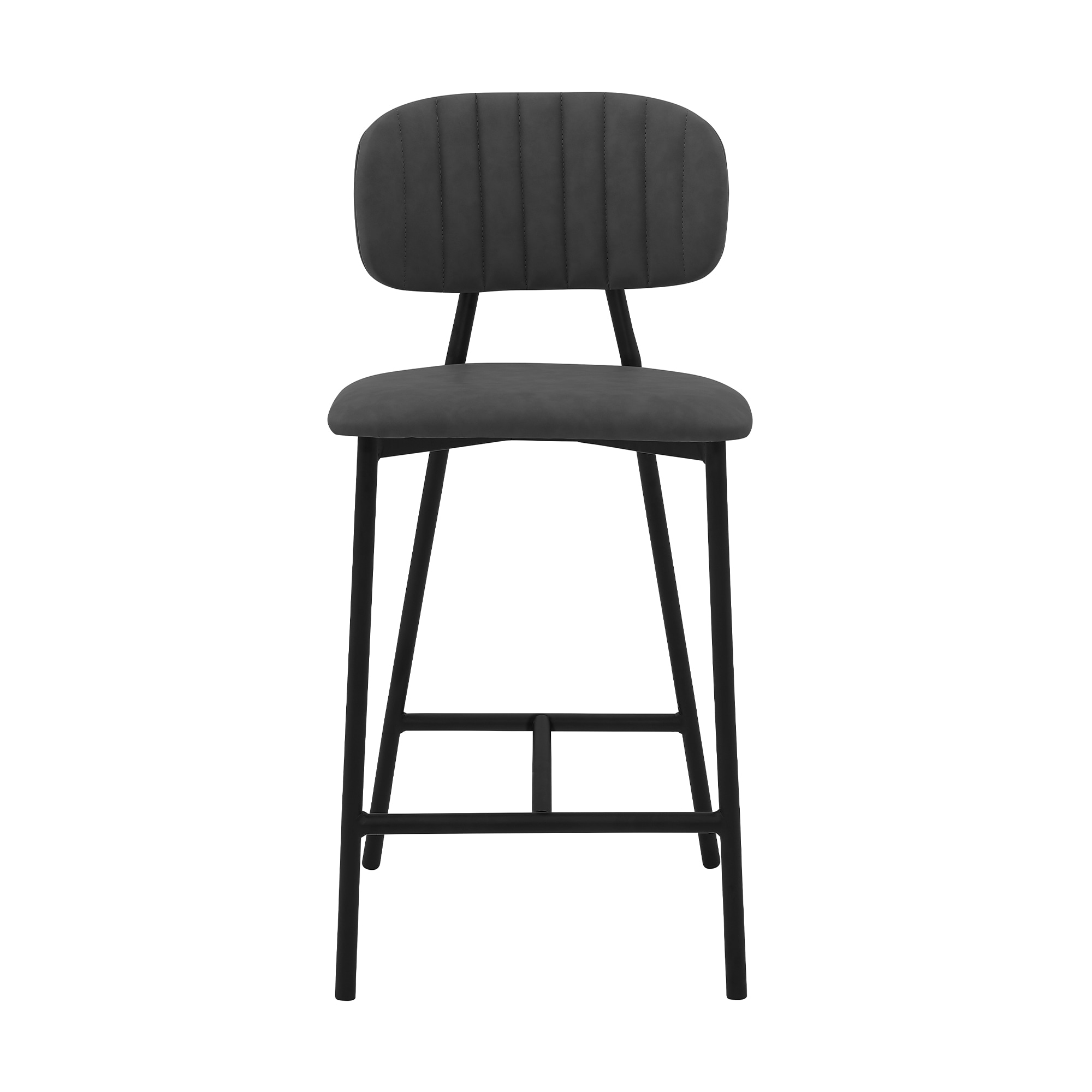 Armen Living LCROBABLGRY26 Rococo Black Full Matte Powder Coated 26.0-in H Counter height Bucket seat Upholstered Metal Bar Stool and Back
