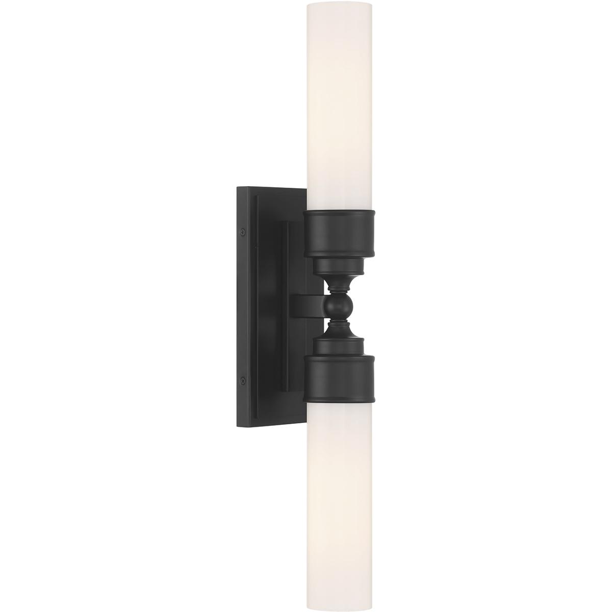 Crystorama Wilcox 4.75-in W 2 -Light Matte Black Transitional Integrated LED Wall Sconce