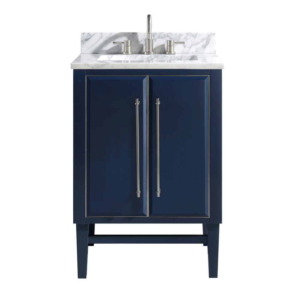 Avanity MASON-VS25-NBS-C Mason 24-in Navy Blue Undermount Single sink Bathroom Vanity with Carrara White Marble Top