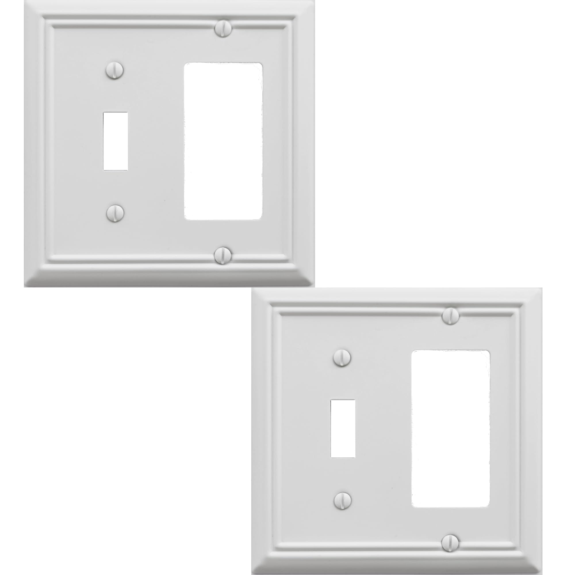 Misopily Toggle Decorator Light Switch Cover Metal Wall Plate 2 Pack White 2 Gang for Receptacle Dimmer Switch GFCI Outlet Decorative Wallplate #LMS0816MA0816