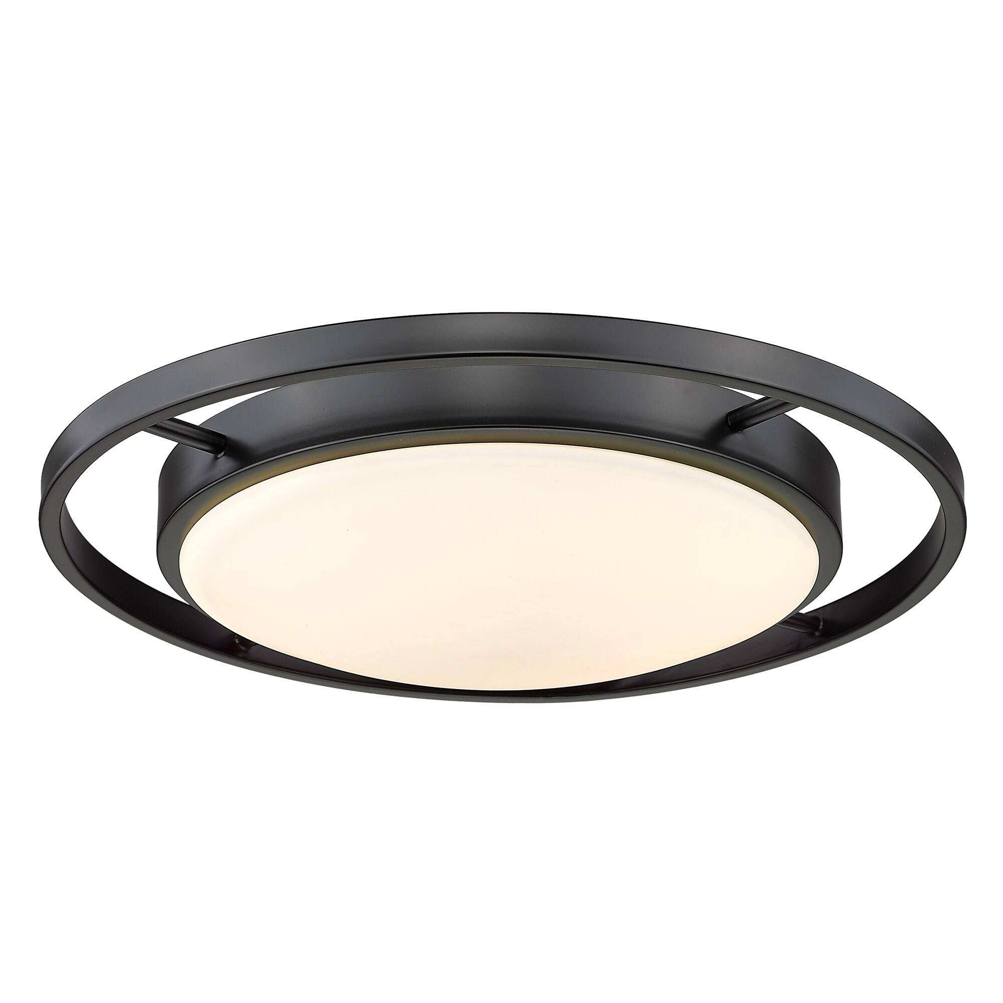 Golden Lighting 9130-FM17 BLK-OP Astra 1 -Light 16.5-in Matte Black Flush Mount Light