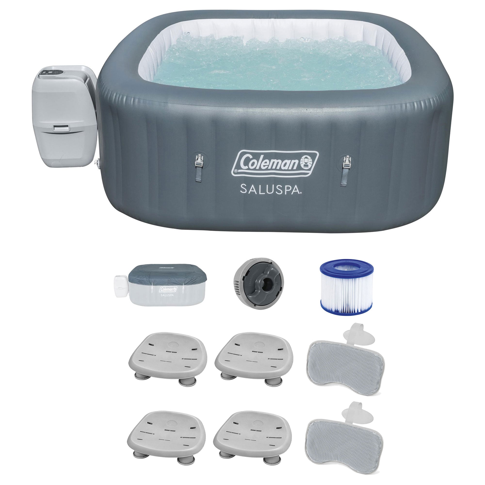 Bestway 396532 SaluSpa 140 Jet 6 -Person Inflatable Square Hot Tub (Cover Included)