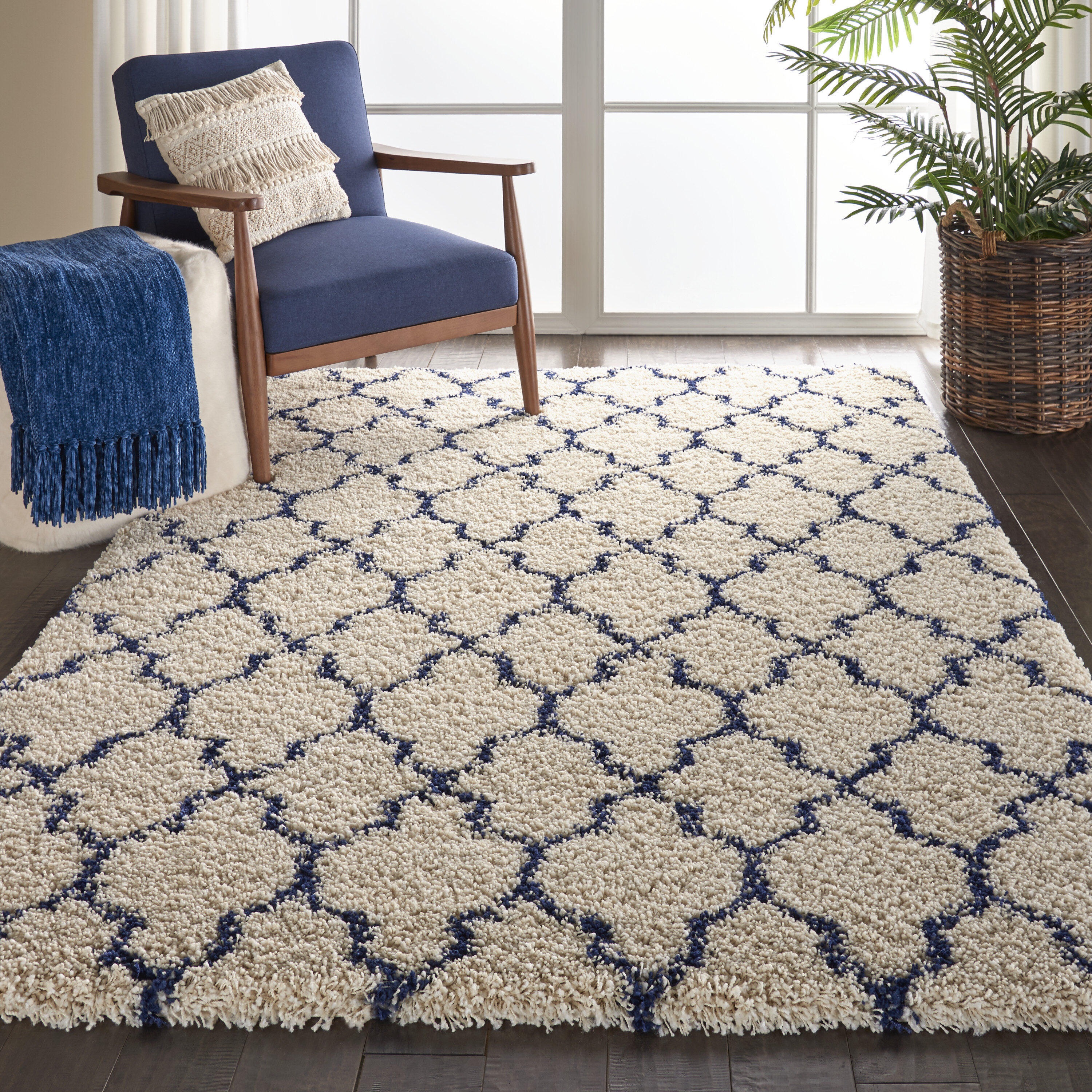 Nourison 17194 Amore 3 x 5 (ft) Polypropylene Ivory/blue Rectangular Indoor Abstract Area rug
