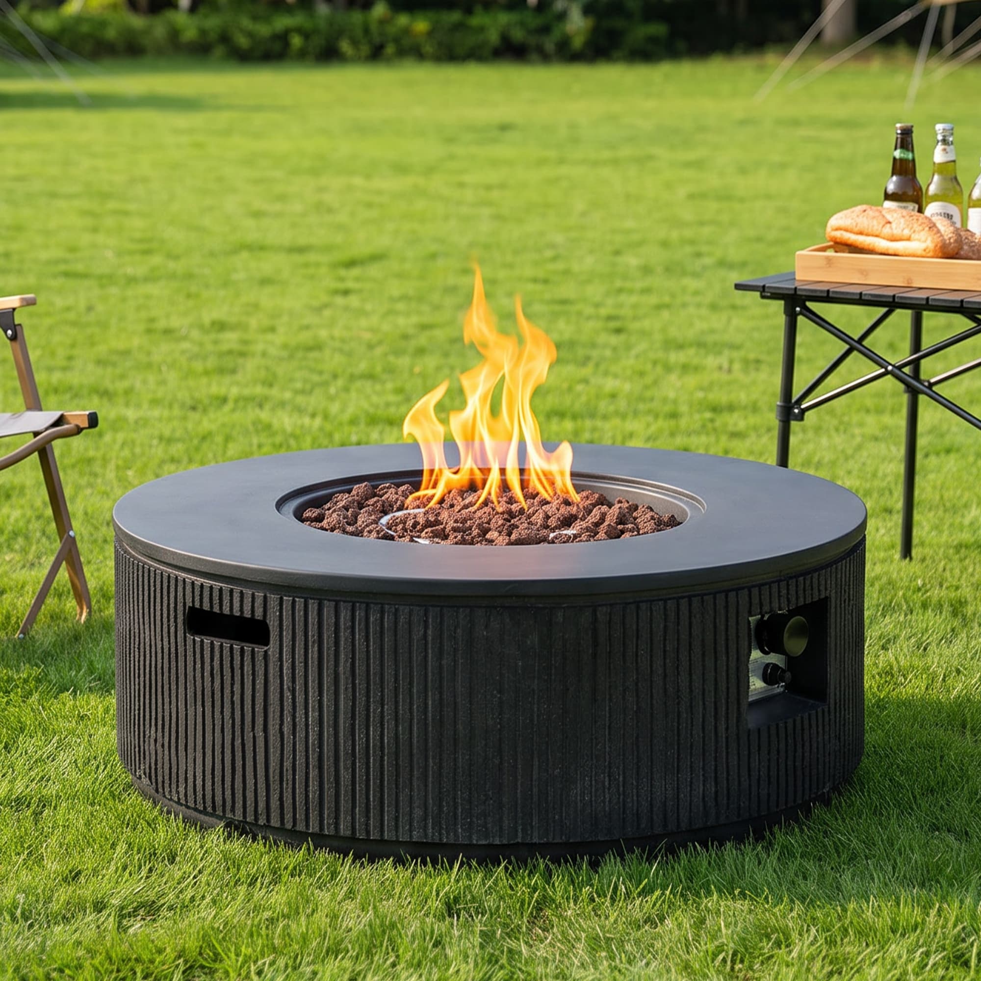 Sunrinx 38.19-in W 50000 Maximum BTUs Magnesium oxide Round Portable Liquid propane Table