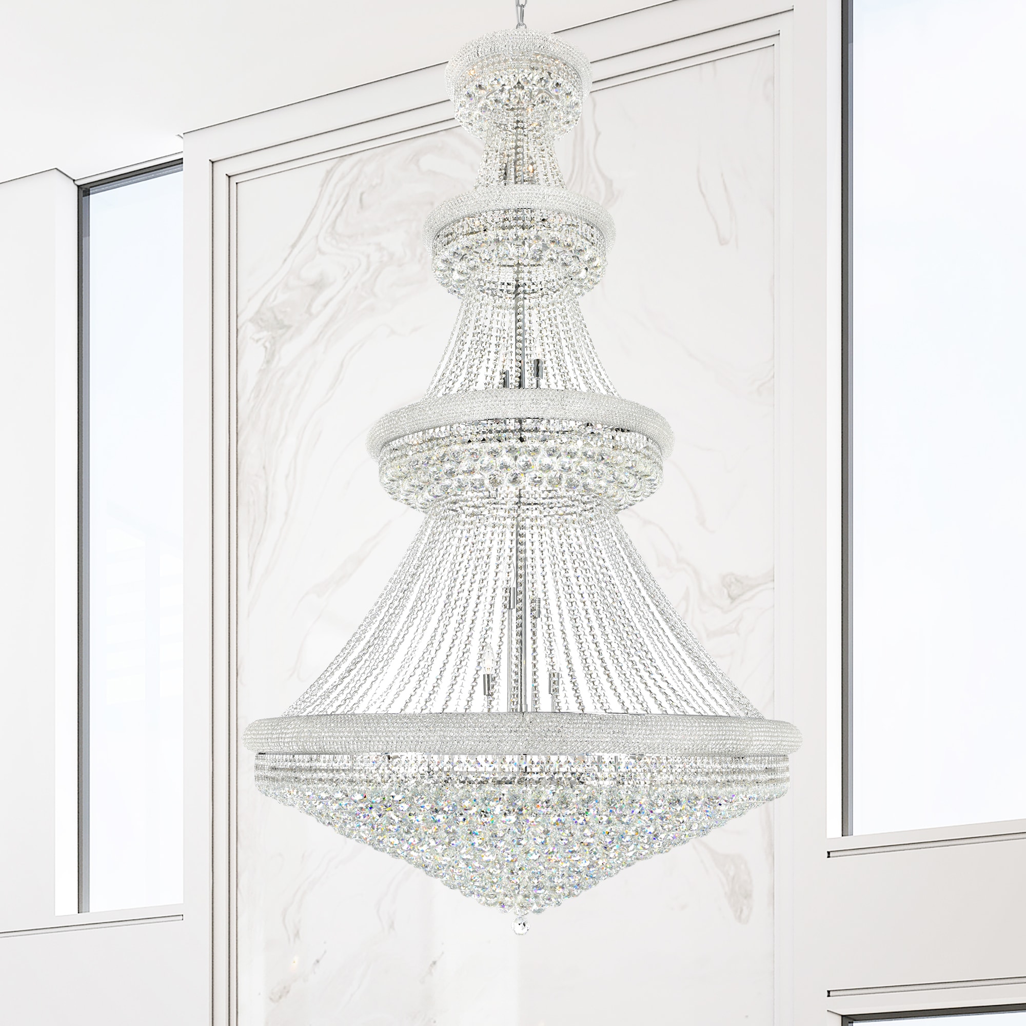 CWI Lighting 8001P50C Empire 42 -Light Chrome Traditional Crystal For Use in Bathrooms, Bedrooms, Dining Rooms, Foyers, Kitchens, Living Rooms Chandelier