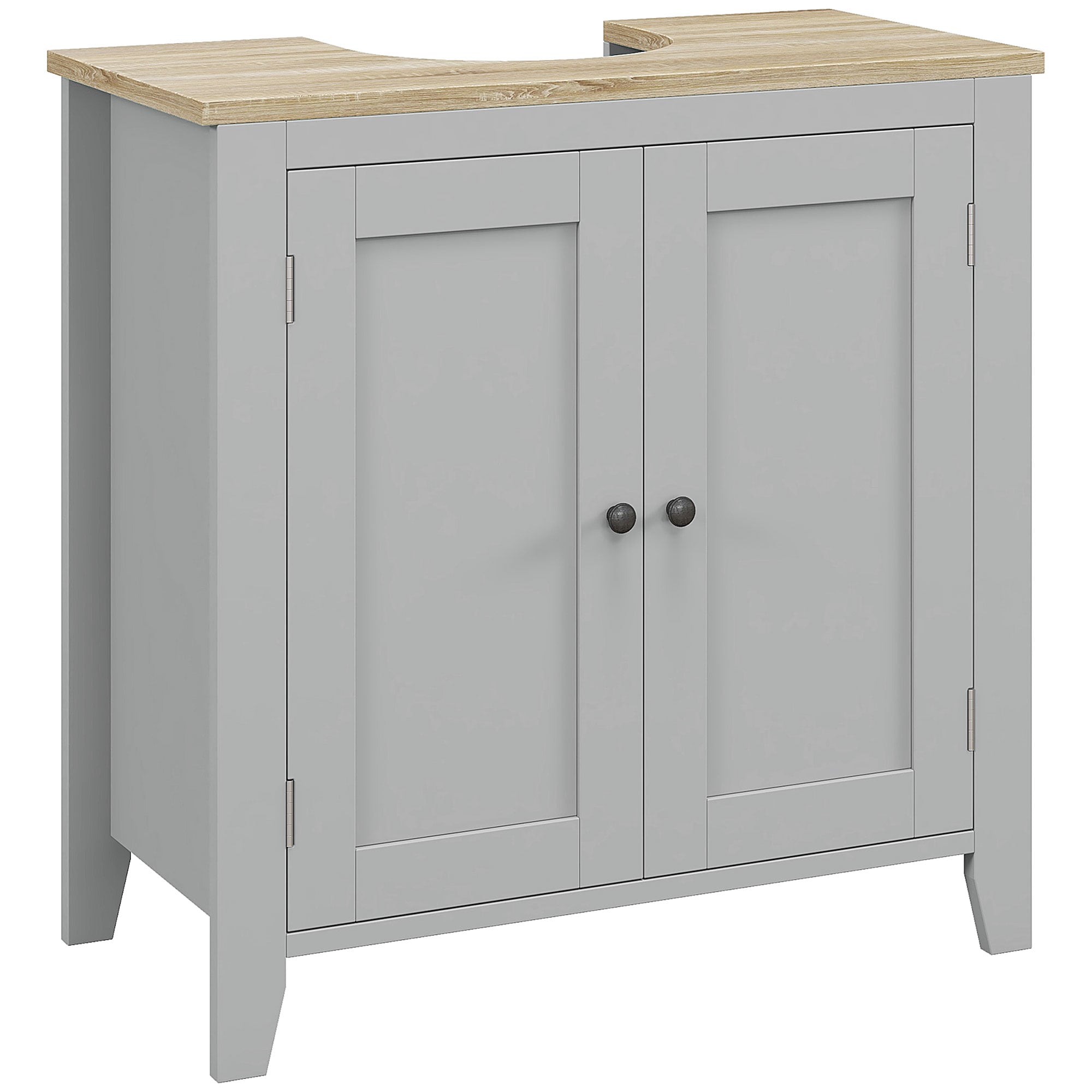 LUXEYARD Bathroom Vanities Pedestal Sink Cabinet with U Shaped Cut out and Adjustable Shelf Gray