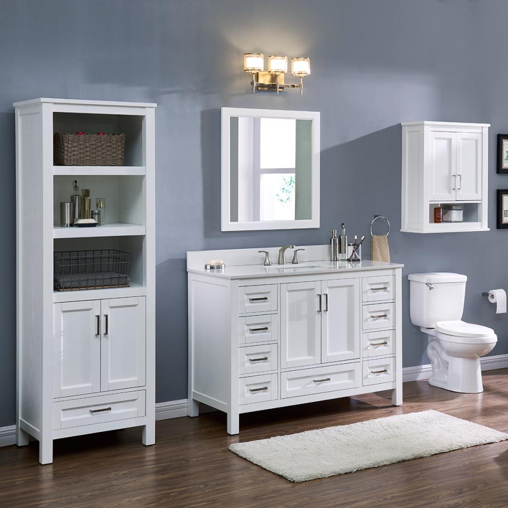 Durham 48-in White Oak Single Sink Bathroom Vanity with Terrazzo Engineered Stone Top