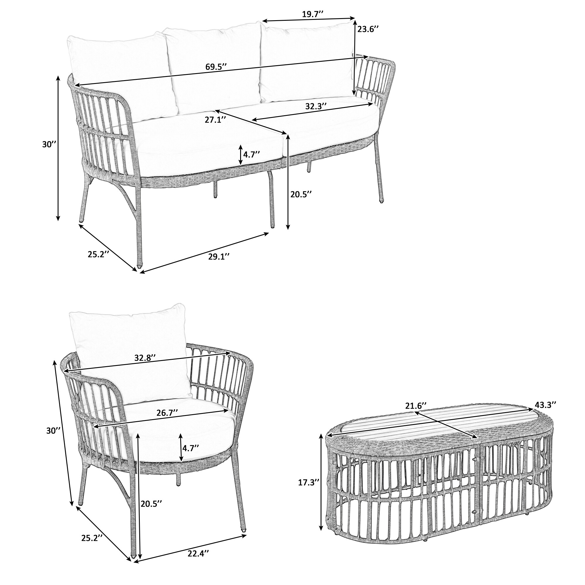 Forclover ALTR-08BE Patio-Conversation-Sets - View #6