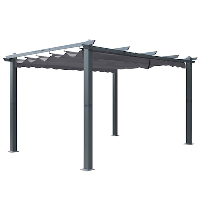 VEIKOUS 12-ft 6-in W x 10-ft L x 7-ft 3-in Gray Metal Freestanding Pergola with Canopy Lowes.com