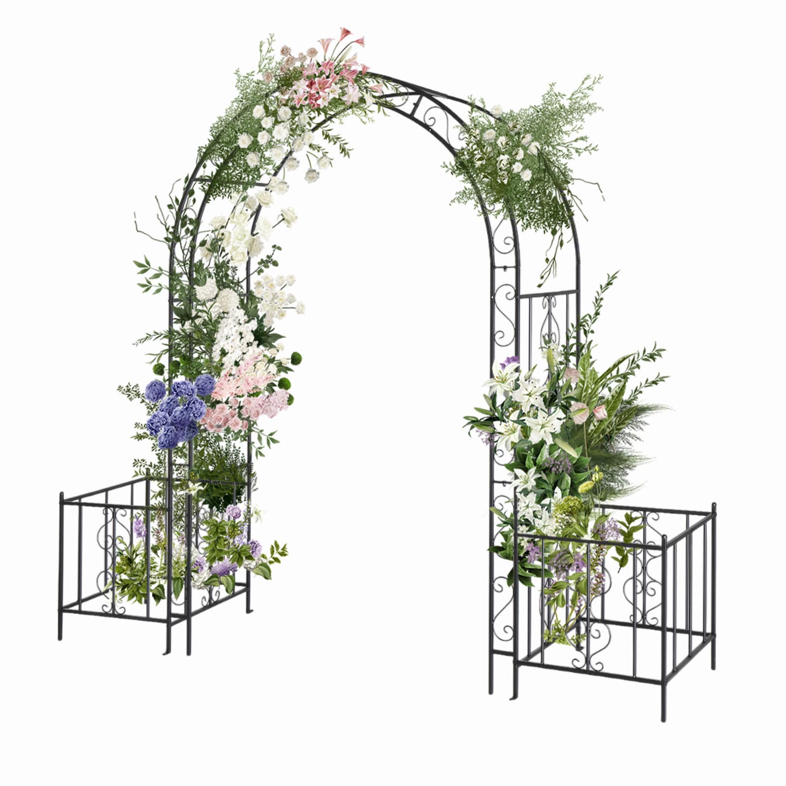 Winado LO1G61000322 Garden Arbor 7.7-ft W x 6.6-ft H Arched Black Steel Garden Arbor