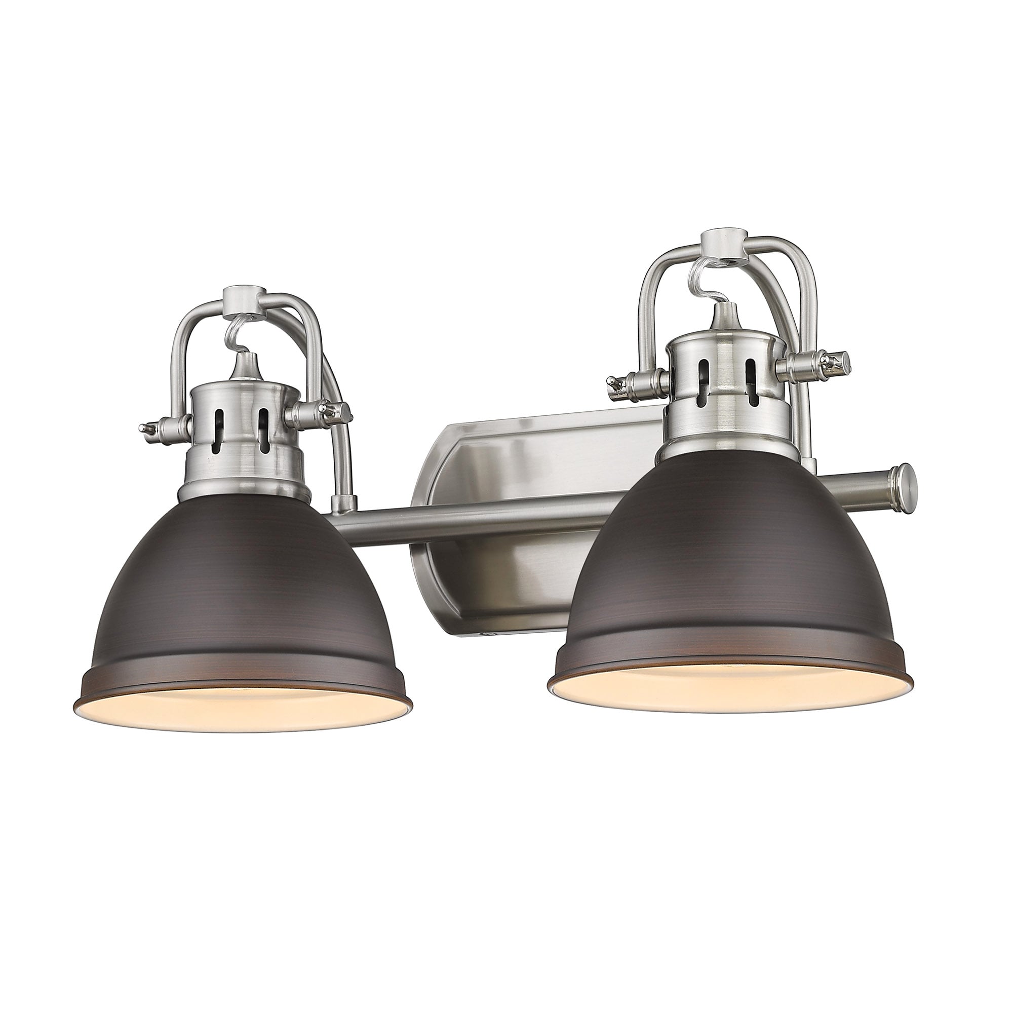 Golden Lighting 3602-BA2 PW-RBZ Duncan 16.5-in 2 -Light Polished Black Industrial Vanity light