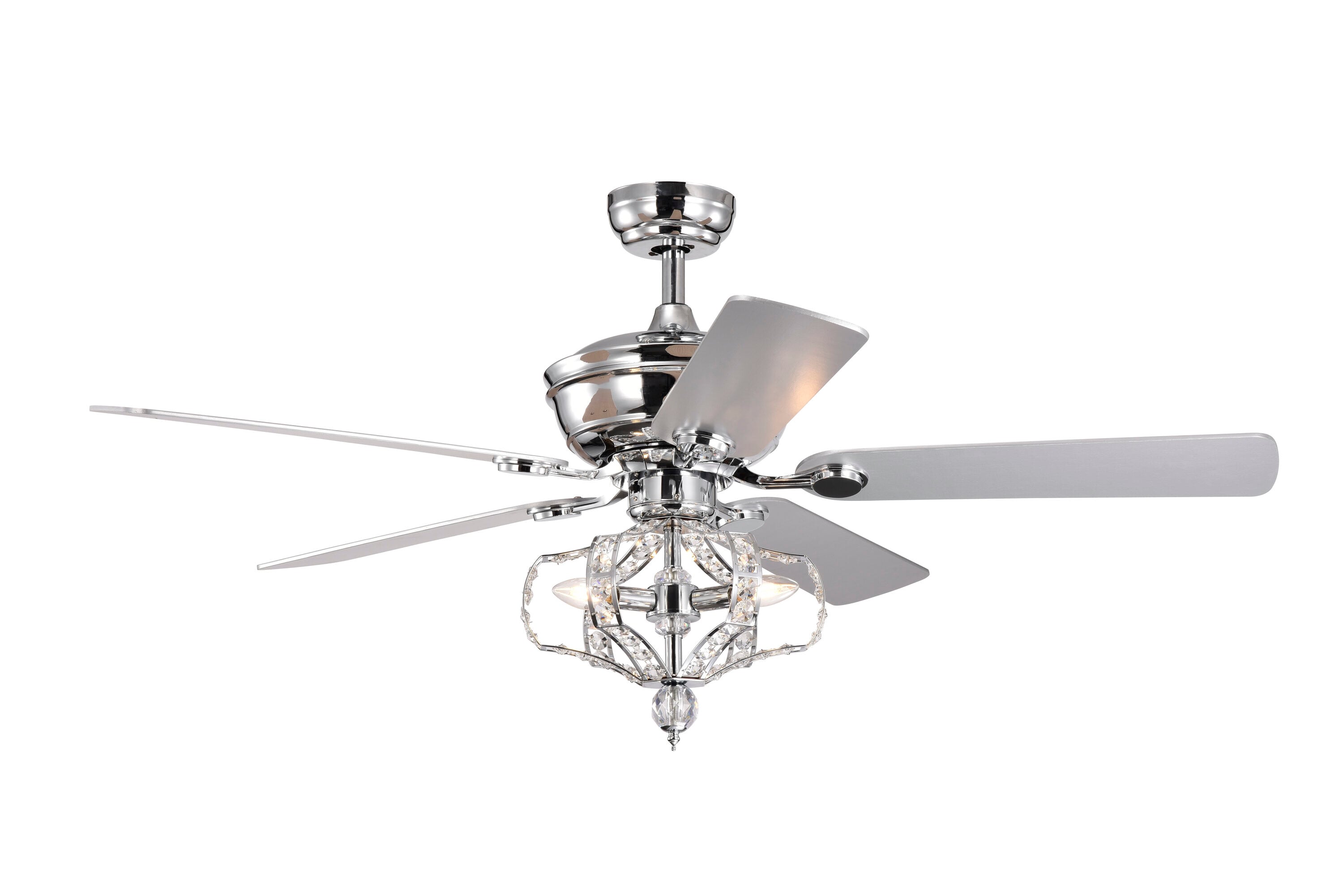 Flynama HEM-L-6042REMO/CH Ceiling Fan 52-in Chrome with Plywood Blades Ceiling Fan With Light - Remote Included ( 5 -Blade )