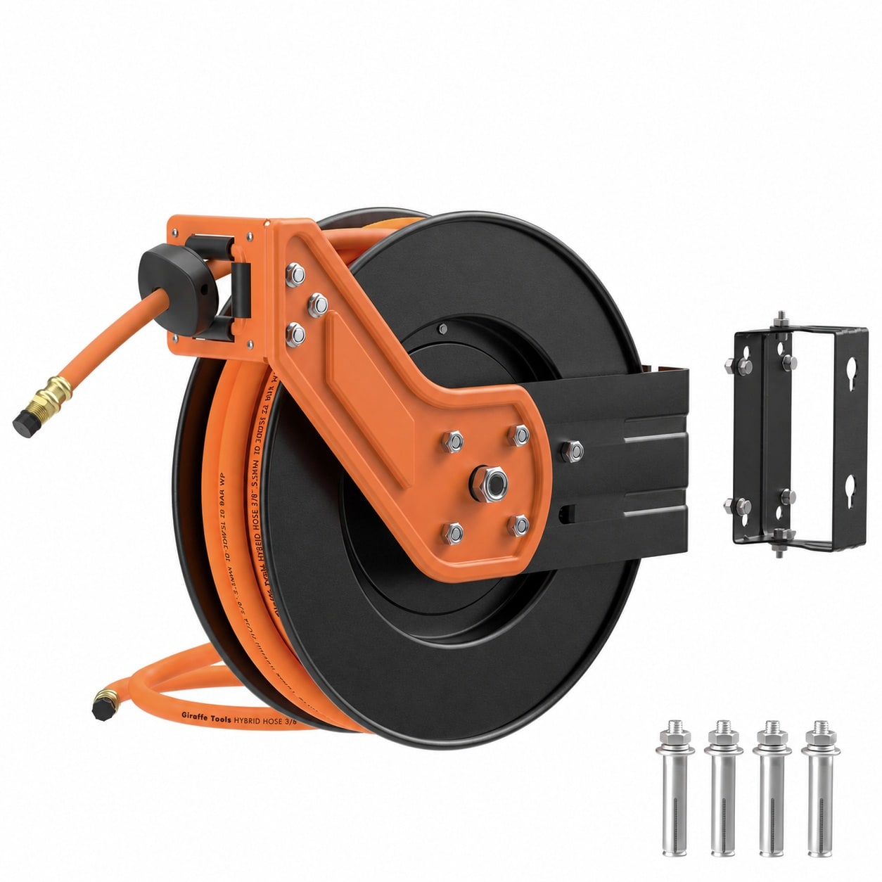 AKSCYZM  Retractable Air Hose Reel 50 ft Heavy Duty Steel Construction Wall or Ceiling Mount Industrial Air Compressor Reel Hybrid Hose Max 300