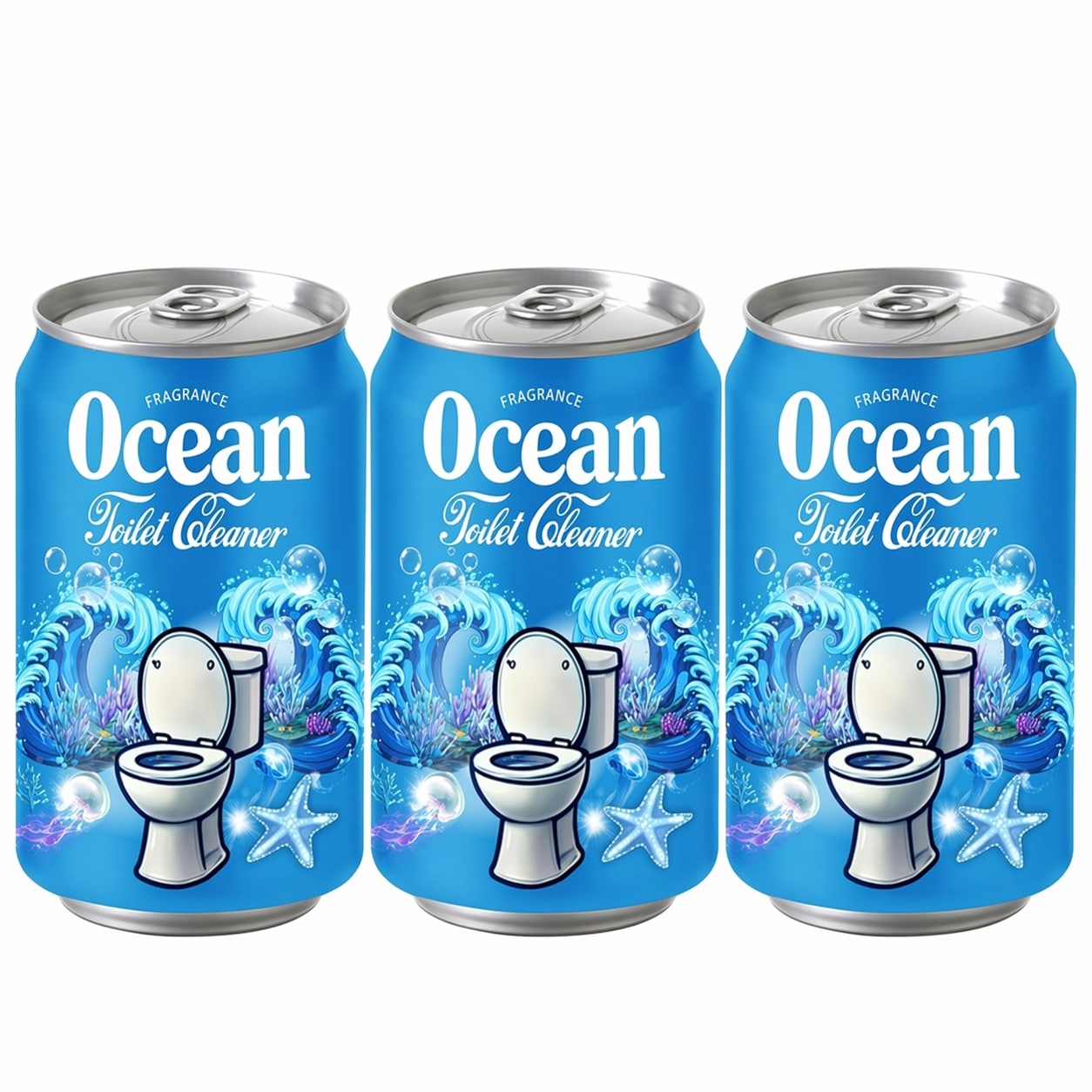 Phyfalip  Automatic Toilet Bowl Cleaner Bottle Ocean Scent Powerful Stain Removal Septic Safe Long Lasting Freshness Easy Use Bathroom Deodorizer