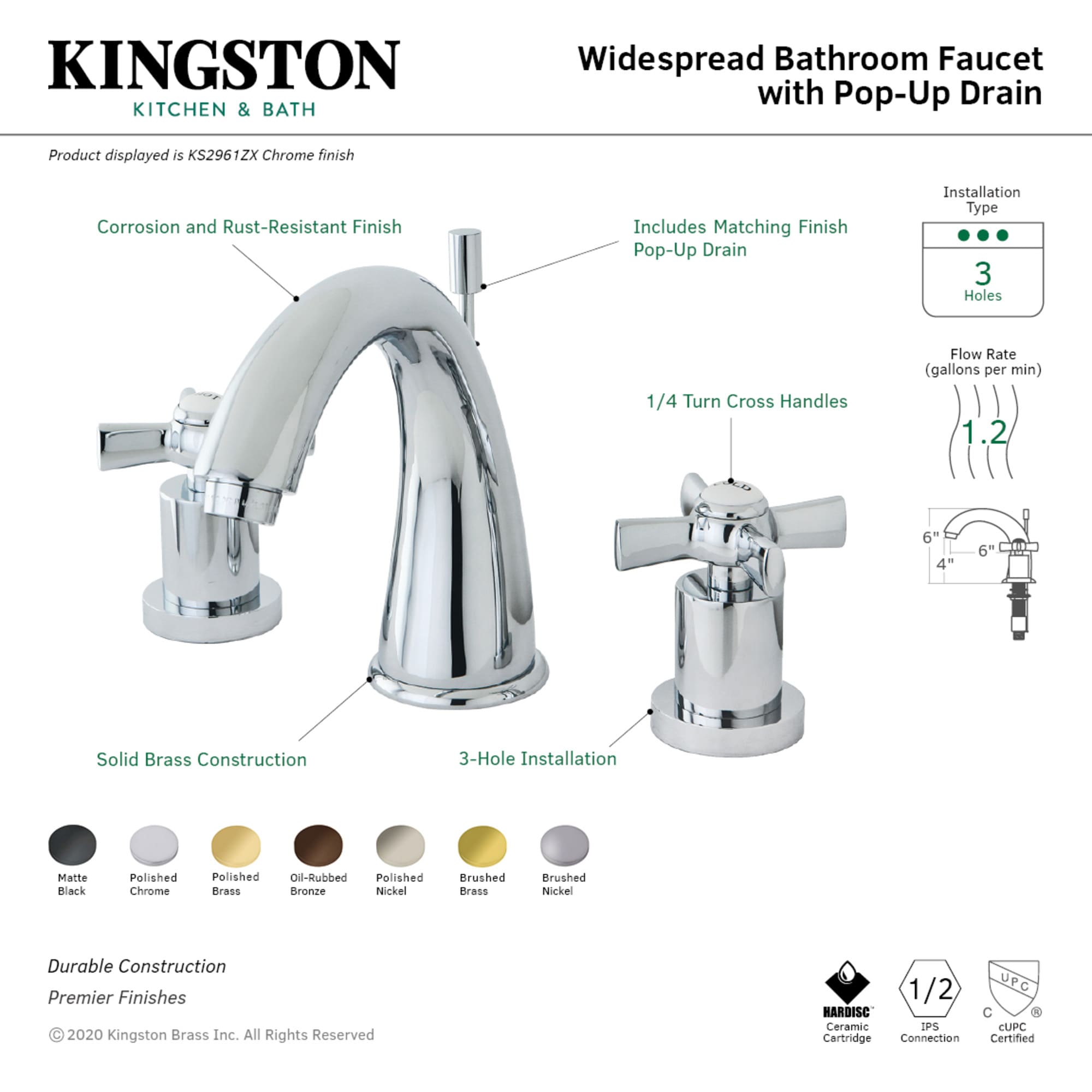 Kingston Brass WLKS2966ZX Lavatory-Faucets - View #2