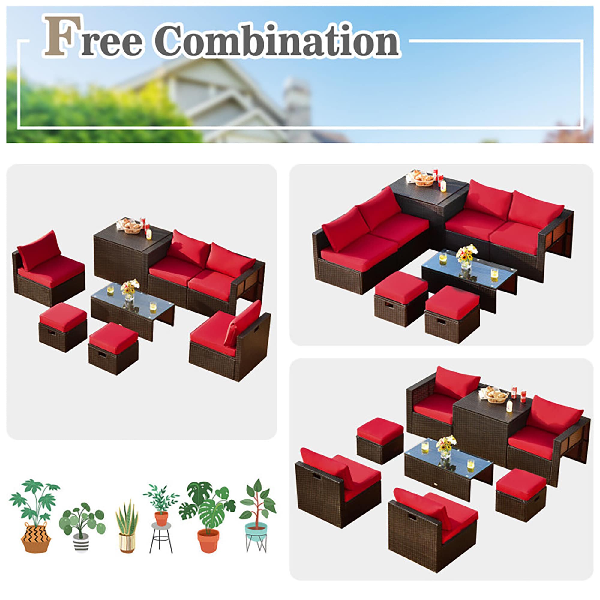 CASAINC CN-WFQ03-RD Patio-Conversation-Sets - View #5