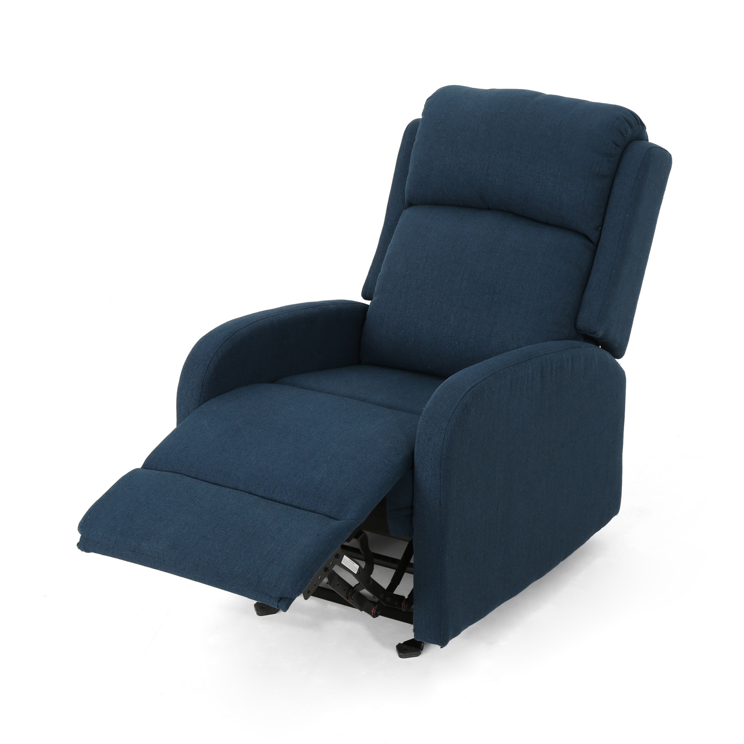 Navy Blue Polyester Rocking Recliner with Black Legs