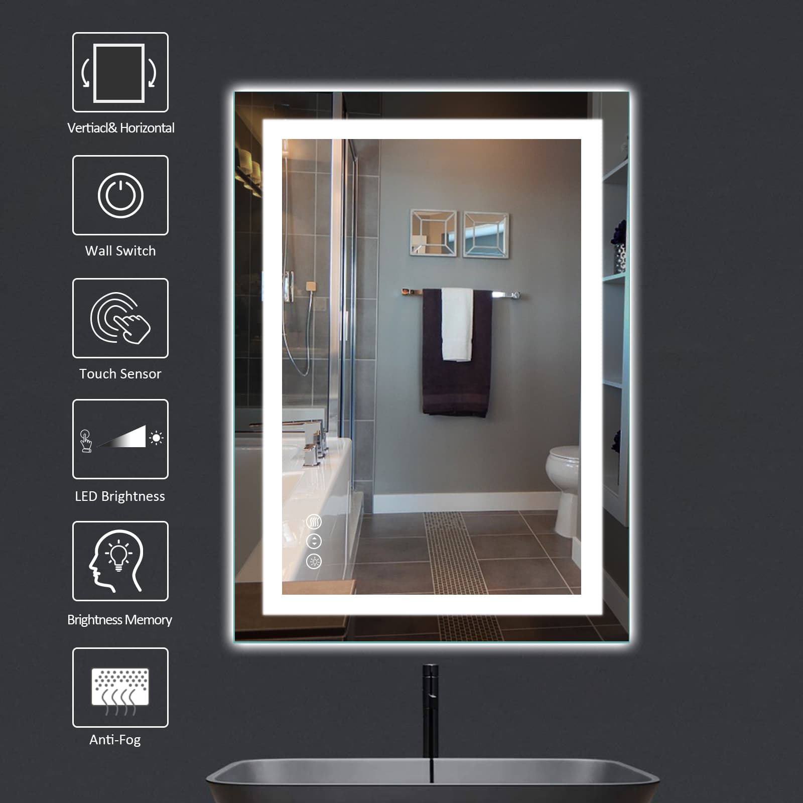Amorho S1R6080UL Framed-Bath-Mirrors - View #2