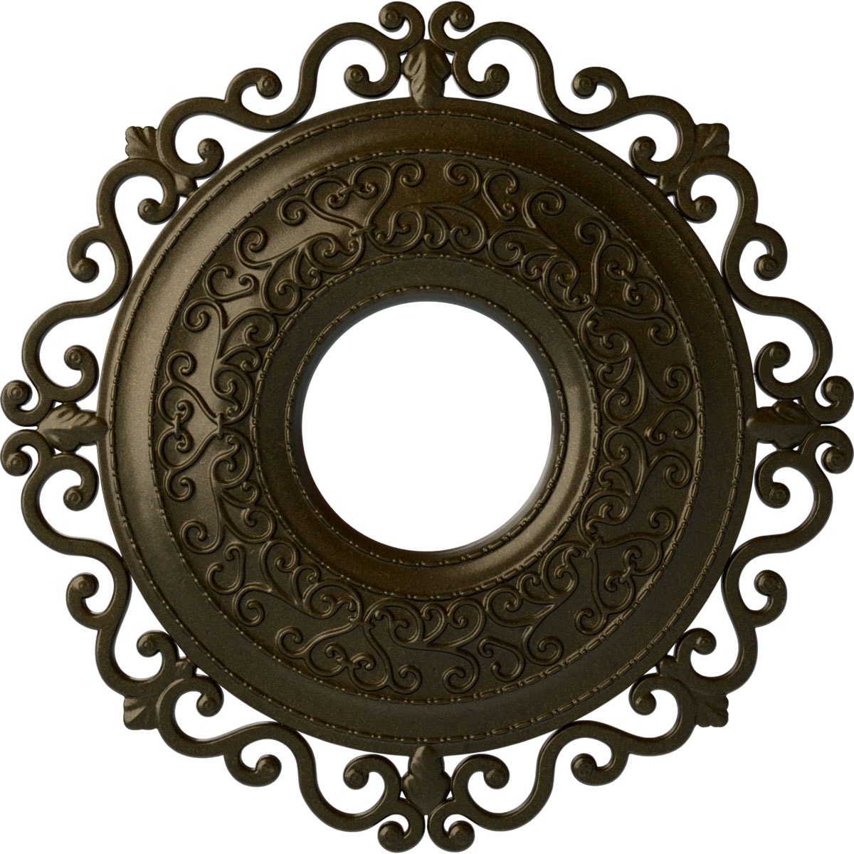 Ekena Millwork CM22ORGGS Orrington 22-in W x 22-in L Painted Green Gold Polyurethane Whole Ceiling Medallion