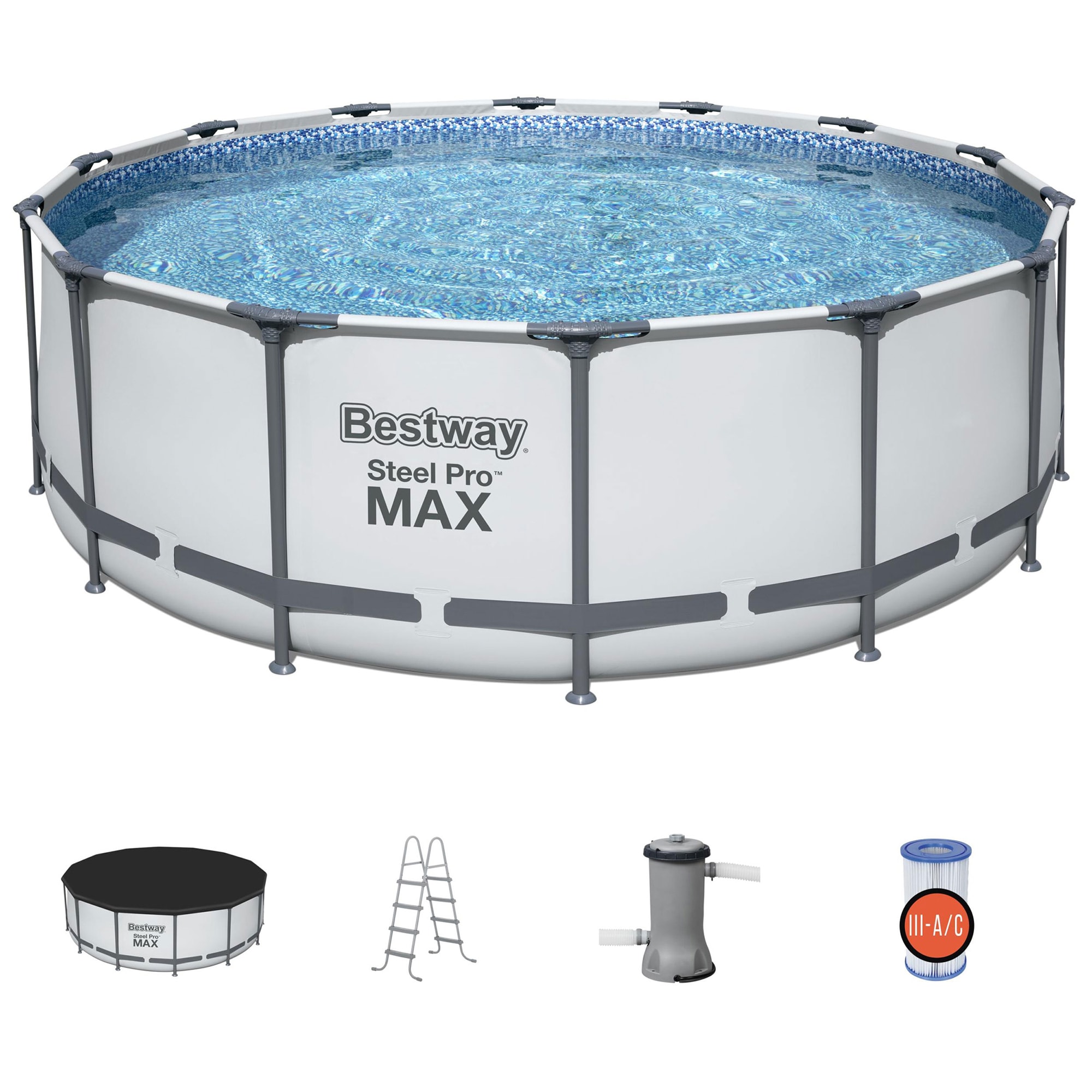 Bestway 14-ft x 4-ft x 48-in Metal Frame Round Above-Ground Pool with ...