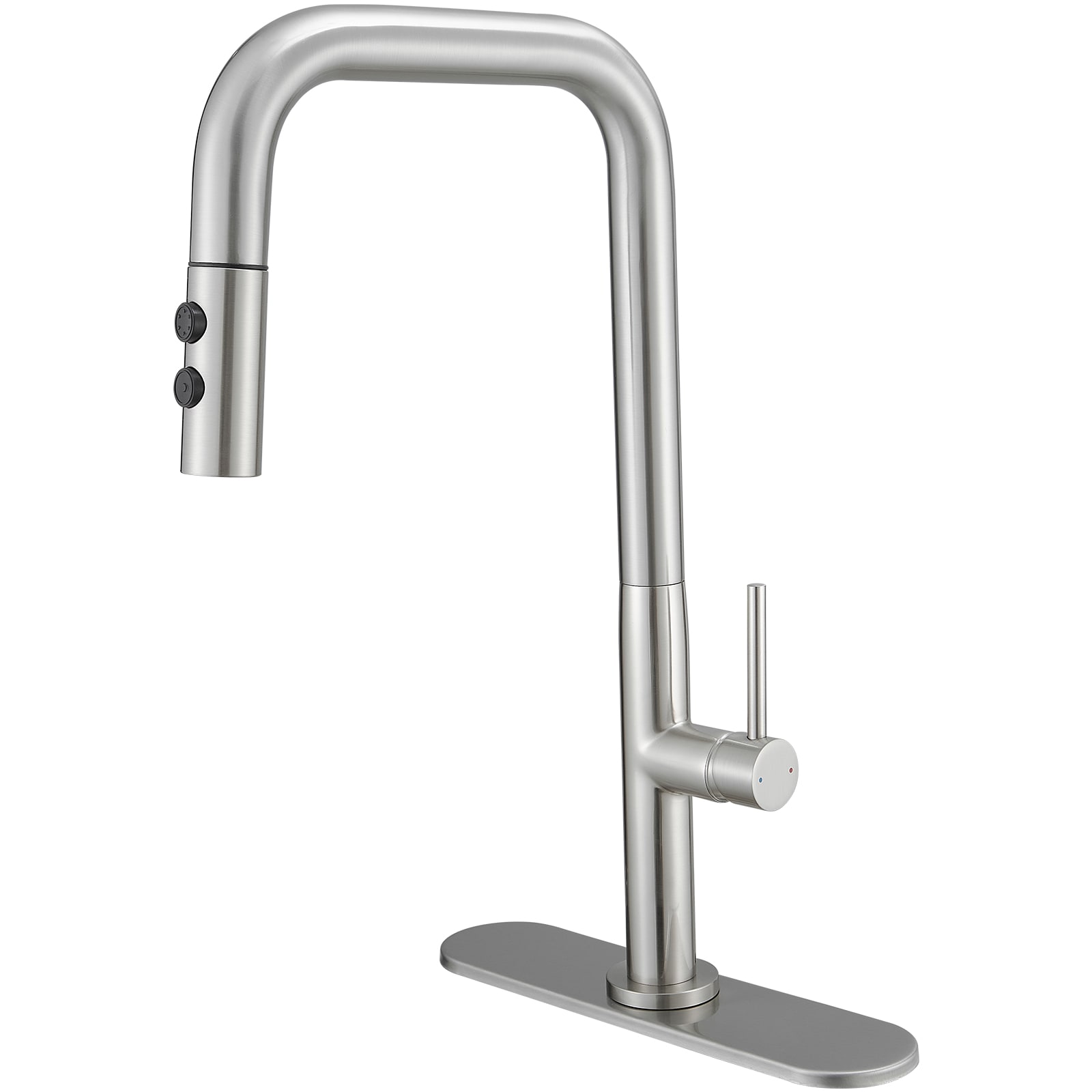 BWE A-94026-N Brushed Nickel Single Handle Deck-mount Kitchen Faucet with Sprayer ( Deck Plate Included )