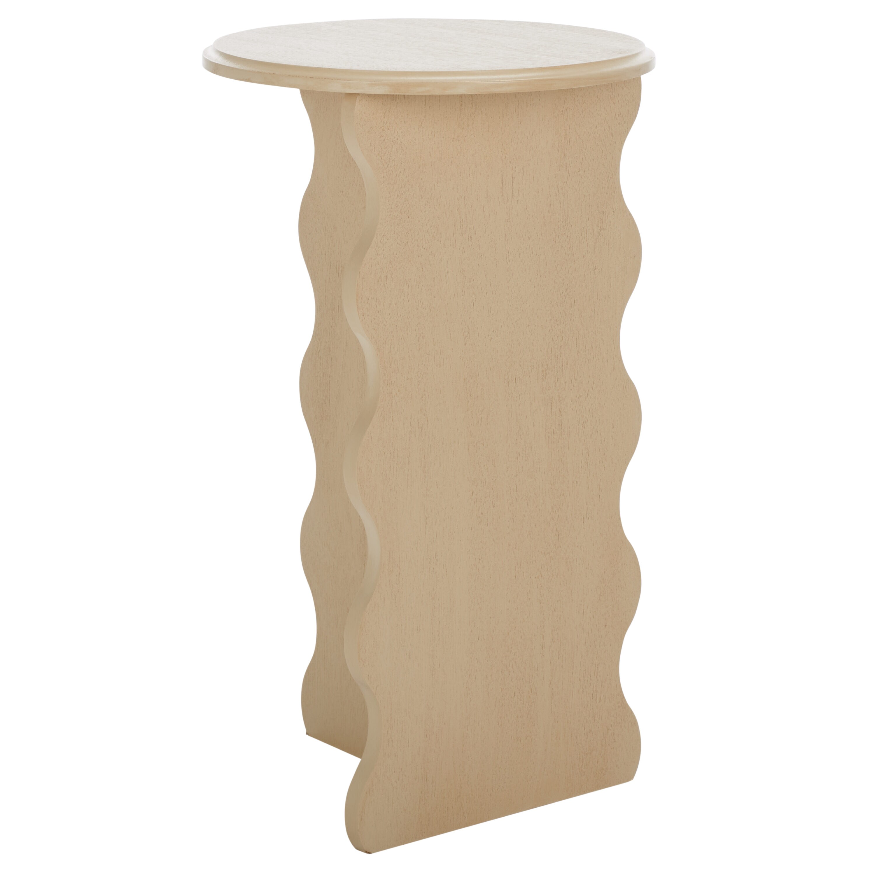 Natural Wood Round Wavy Accent Table, 15" x 22"