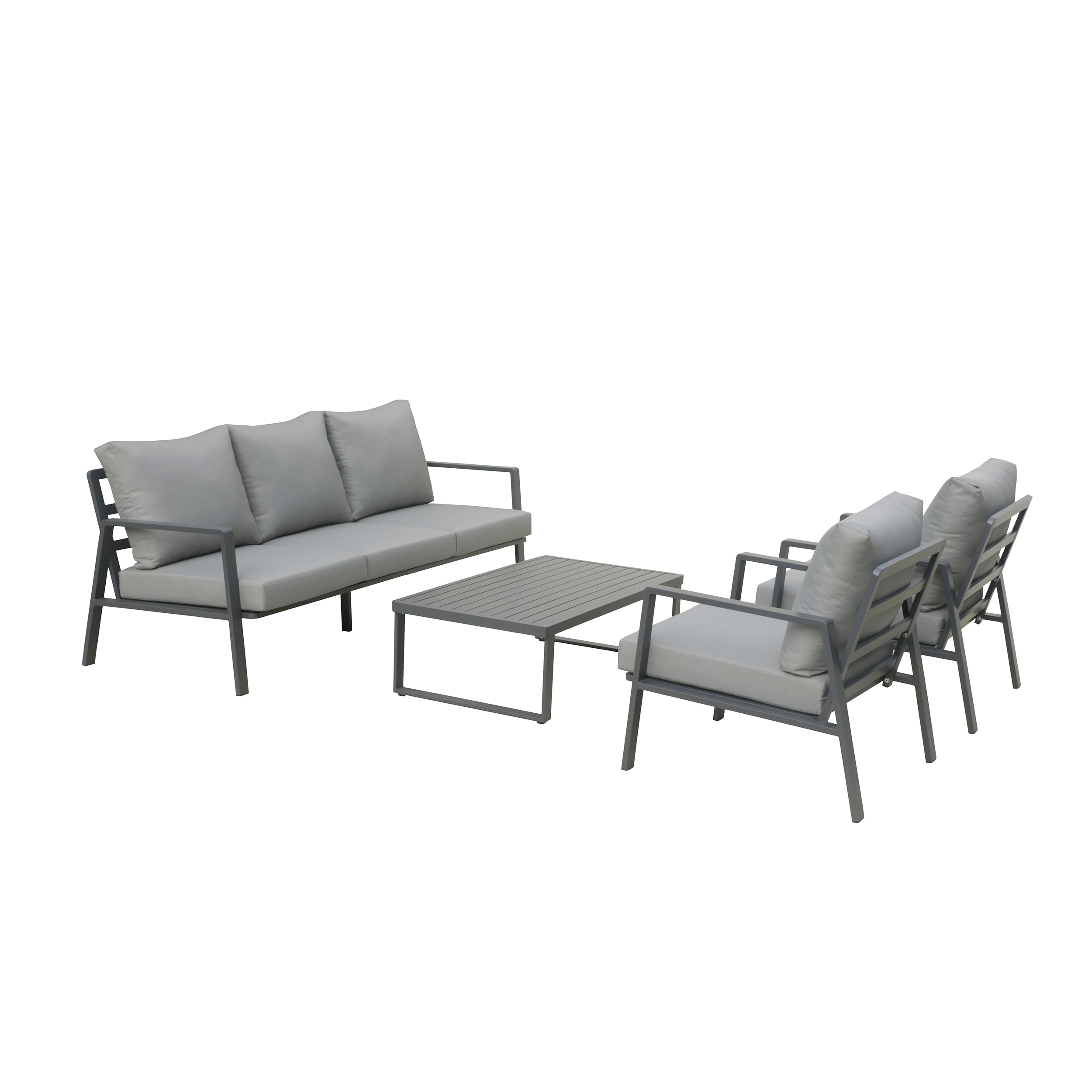 Deko Living COP30009 4-Piece Wicker Patio Conversation Set with Gray Cushions