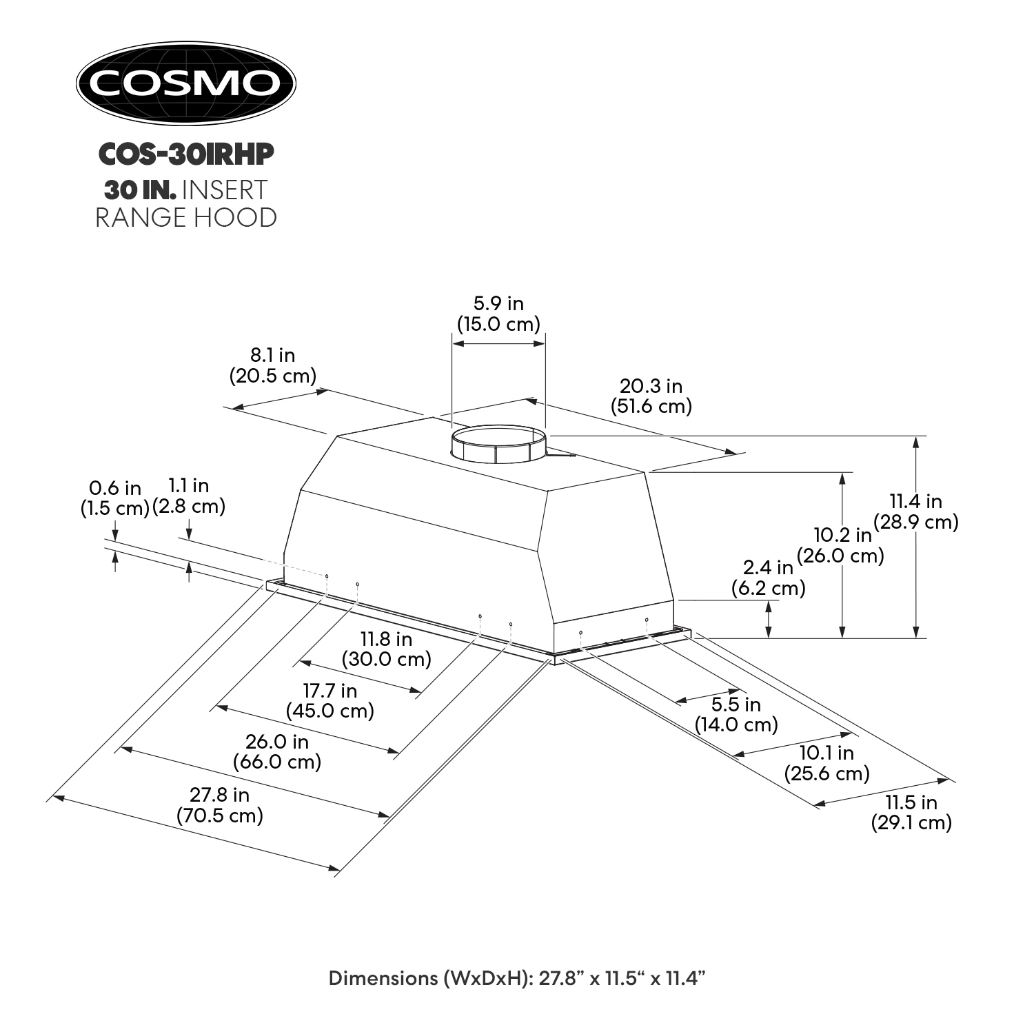 Cosmo COS-30IRHP-DL Undercabinet-Range-Hoods - View #6