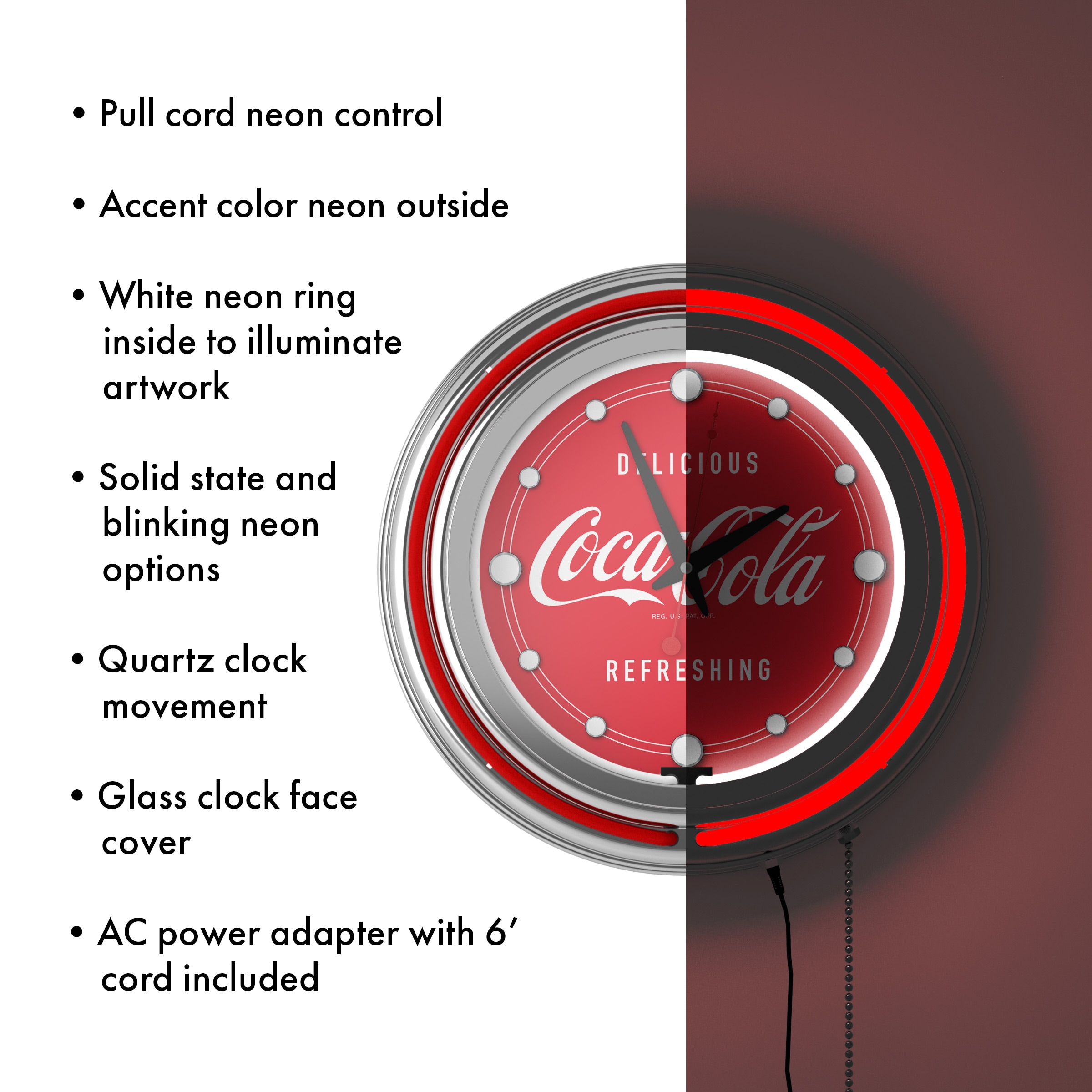 Coca-Cola Lighted Neon Clock | eBay