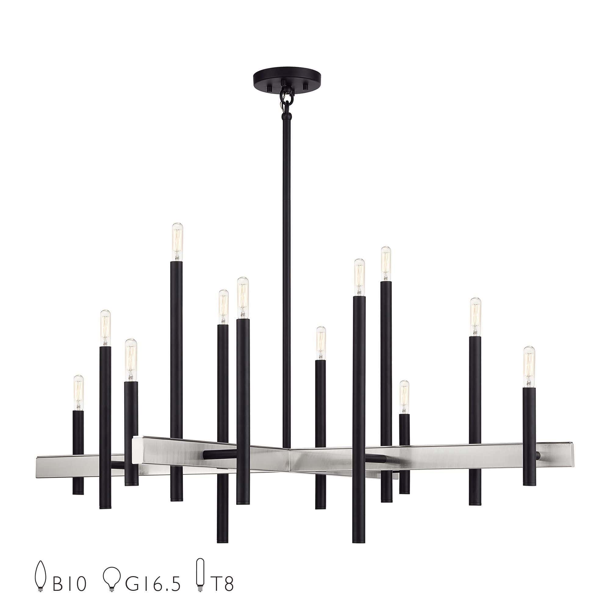 Livex Lighting Denmark 1-Light Black/Brushed Nickel Incandescent Chandelier