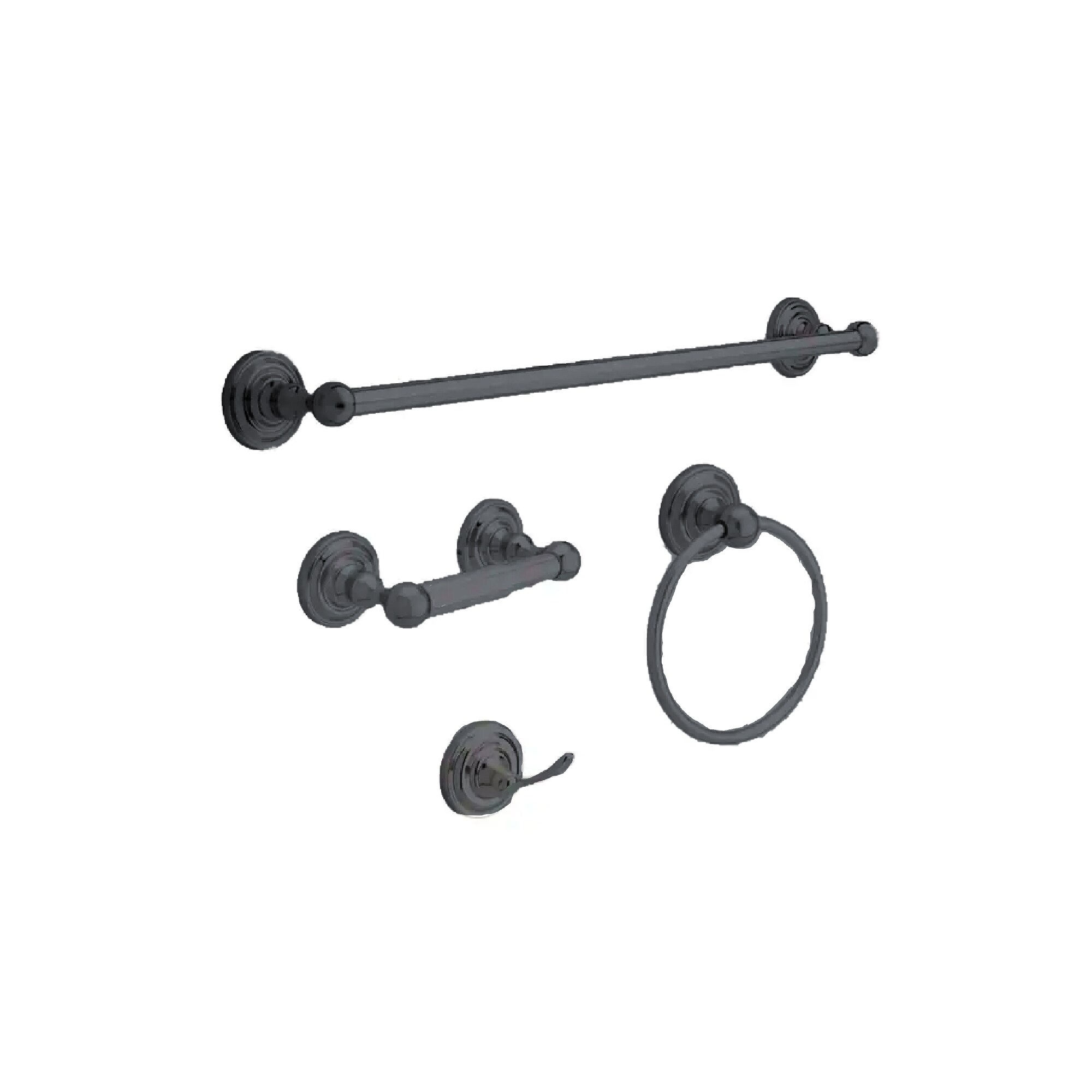 FORIOUS 4Piece Matte Black Decorative Bathroom Hardware Set in the