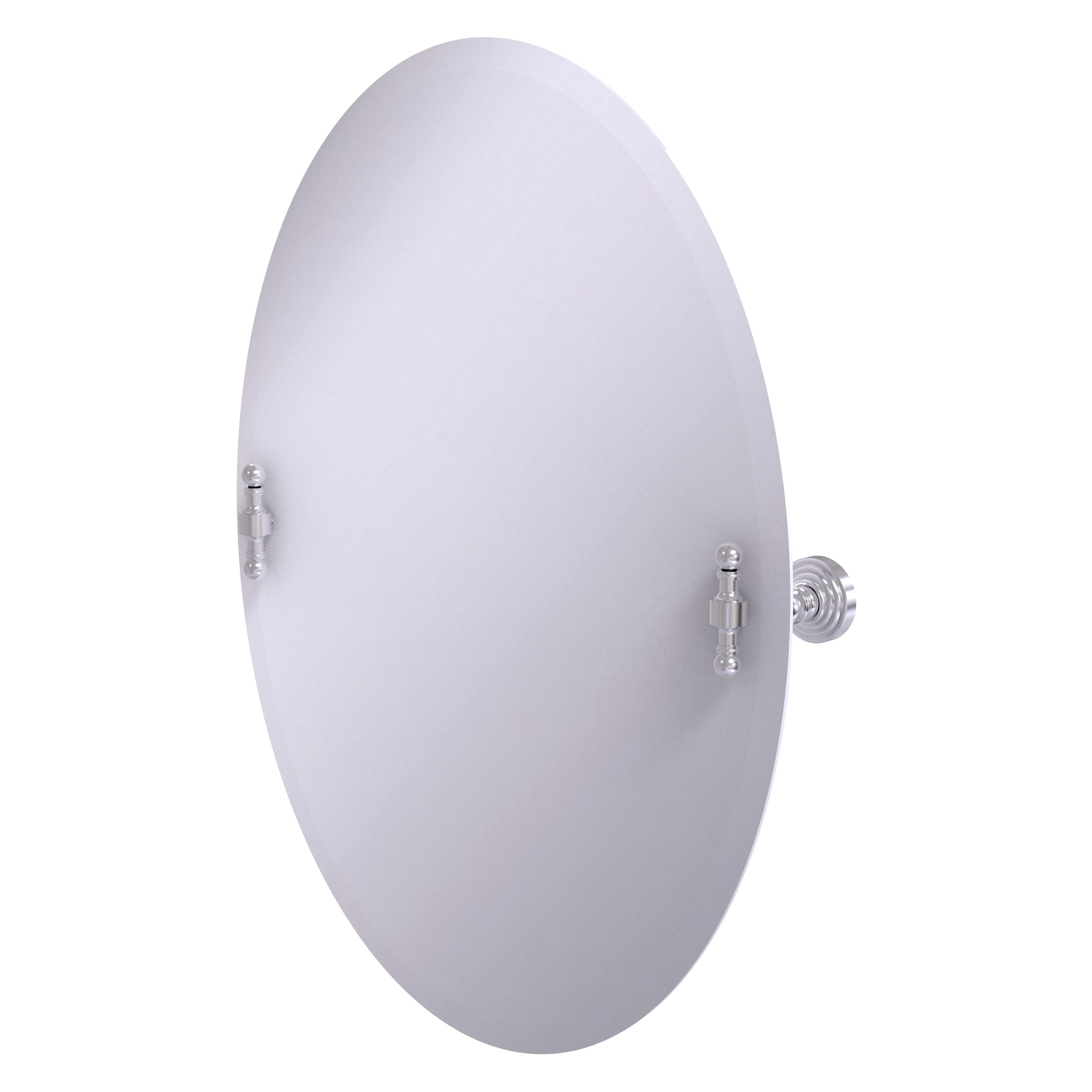 Allied Brass RW-91-SCH Retro Wave 21-Inches x 28-Inches Beveled Frameless Oval Tilting Bathroom Vanity Mirror ( Satin Chrome )