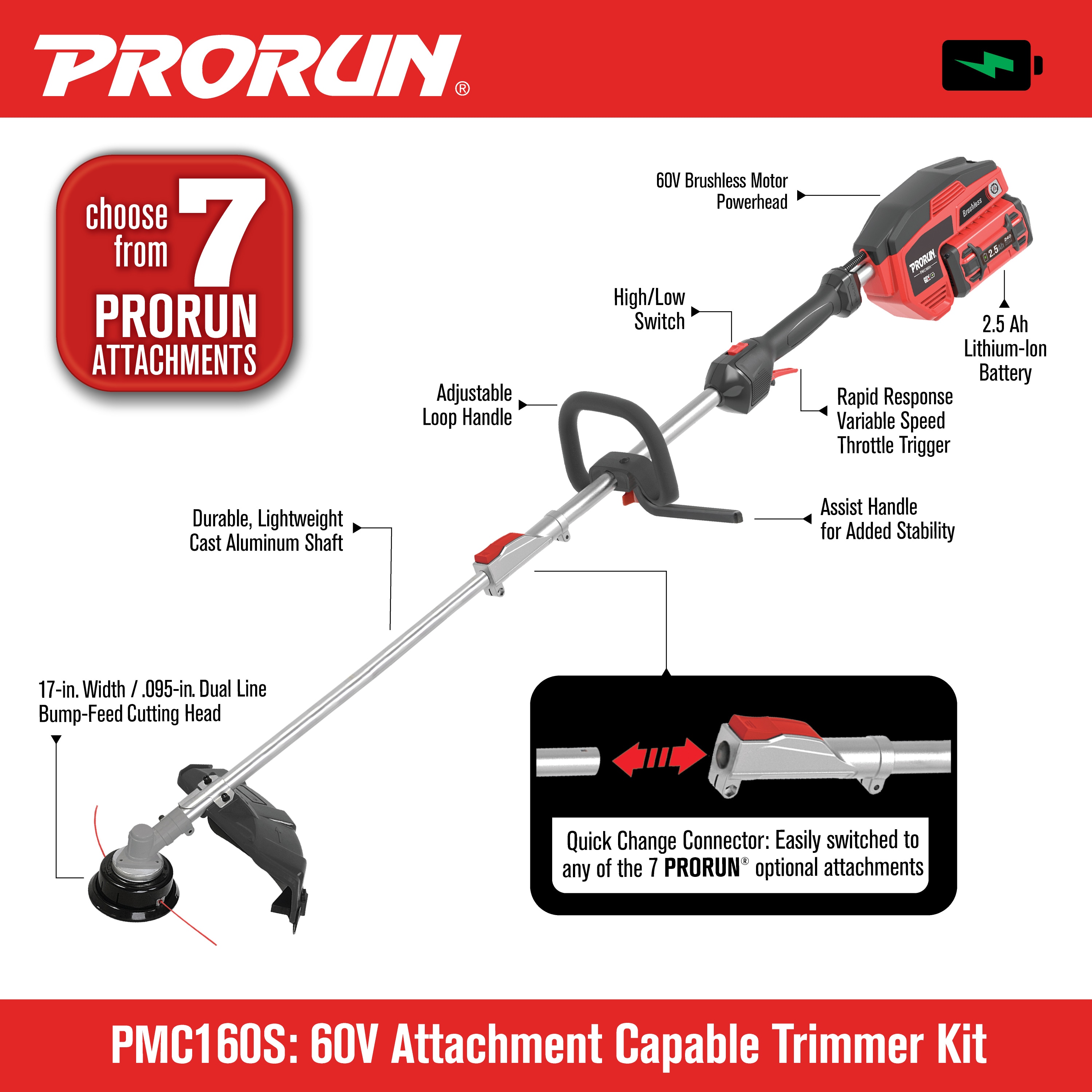 PRORUN PMC160S Cordless-String-Trimmers - View #3