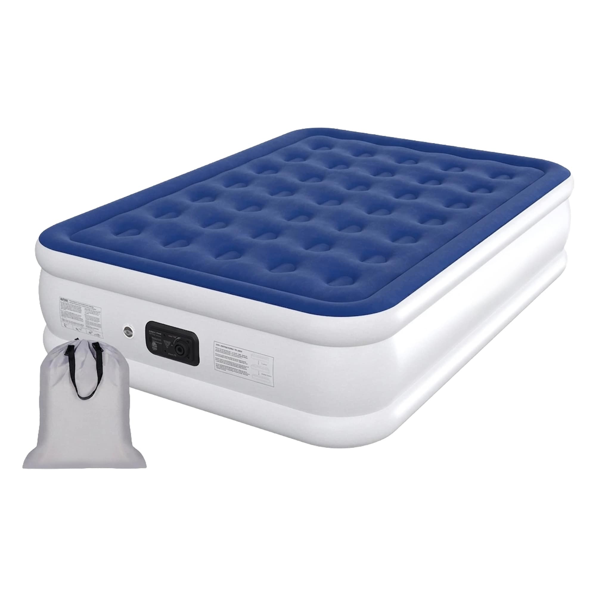 Etokfoks -  18 in Full Air Mattress with Built in Electric Pump Honeycomb Support Flocked Top Por...
