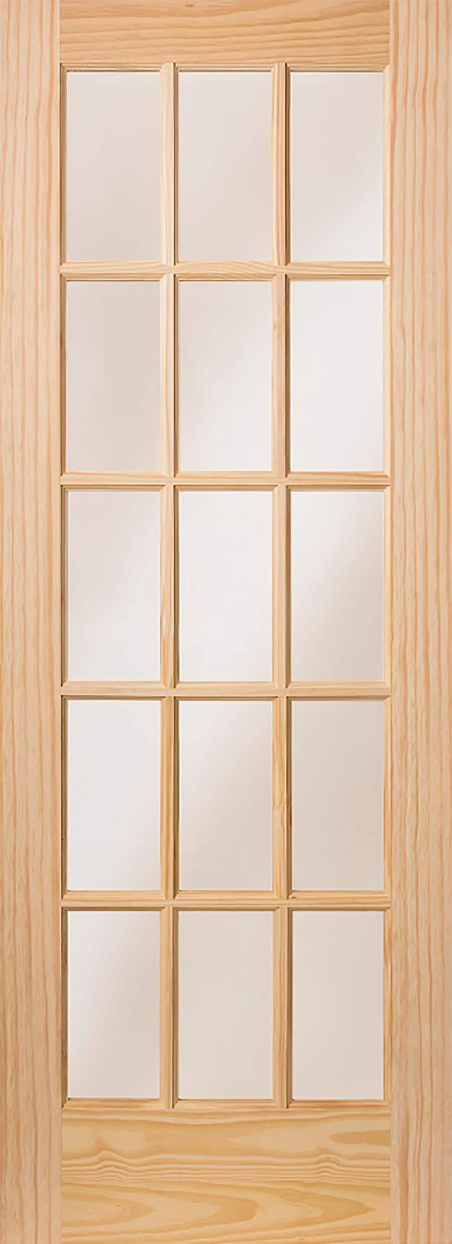 EightDoors 30-in x 80-in White Clear Glass Prefinished Pine Wood