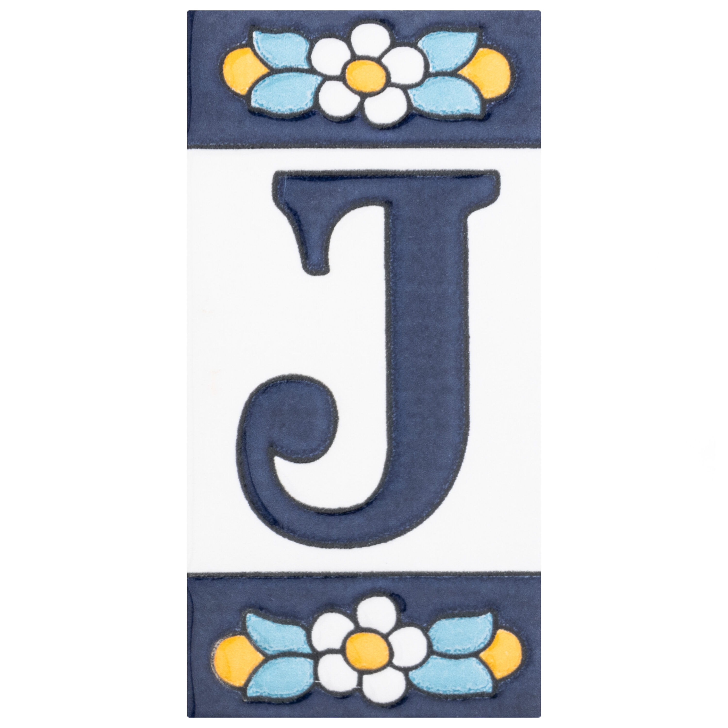 Sevillano Flora Address Letters J Glossy Ceramic Sill Tile