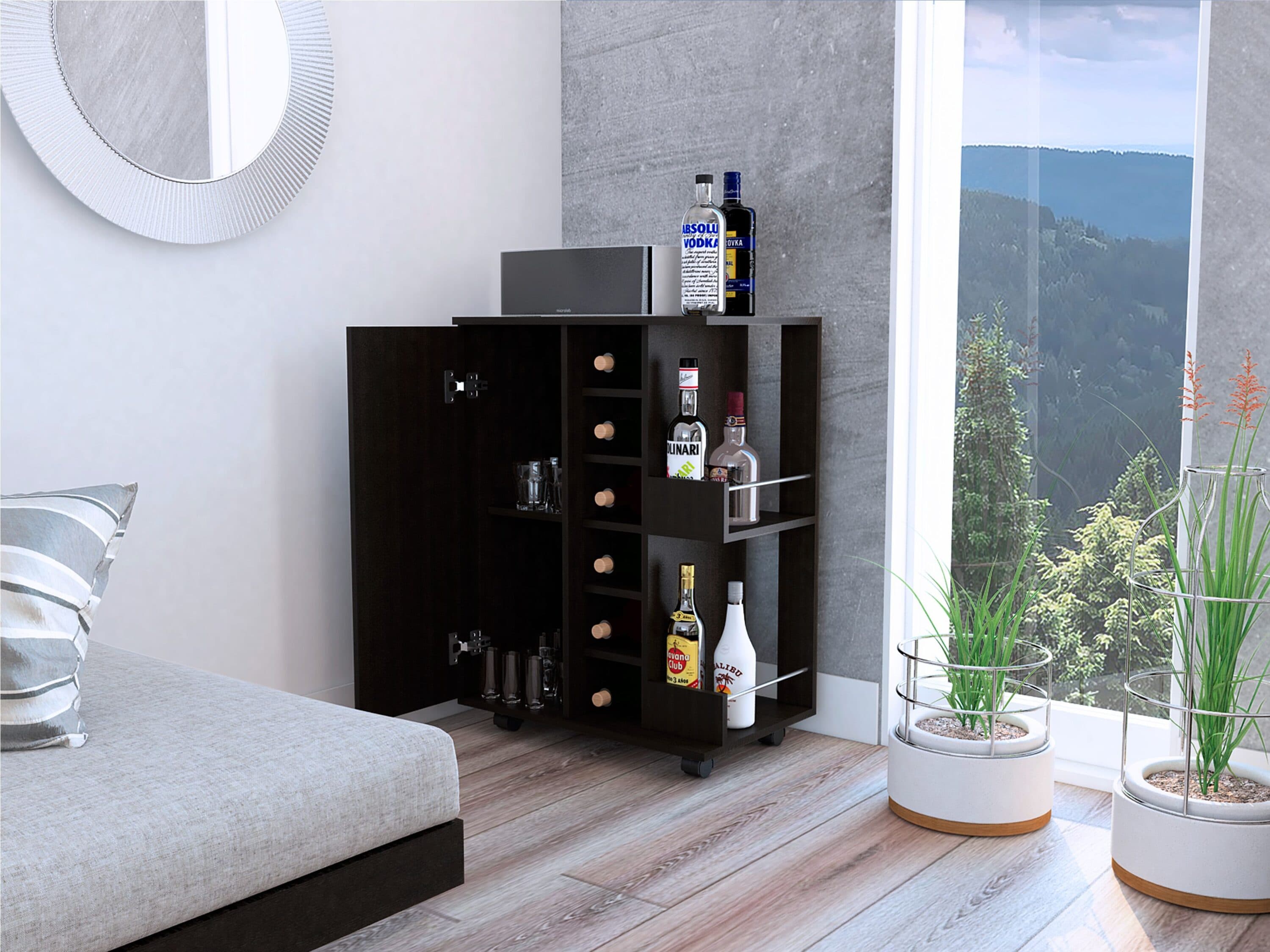 Runesay KI-97 Black MDF Base with MDF Kitchen Island ( 23.62-in x 14.76-in x 32.32-in )