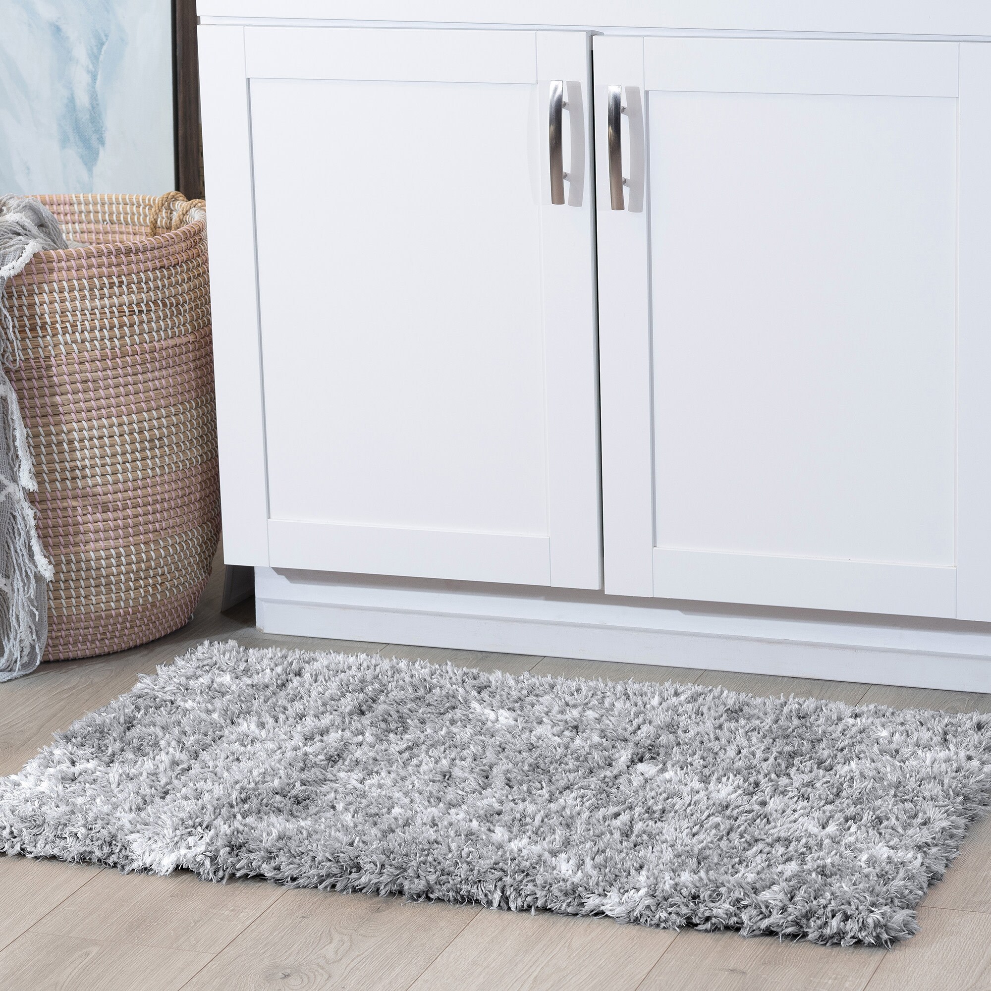 Tayse HEA1110 2X3 Heavenly Shag 2 x 3 (ft) Loomed Polyester Silver Rectangular Indoor Throw rug