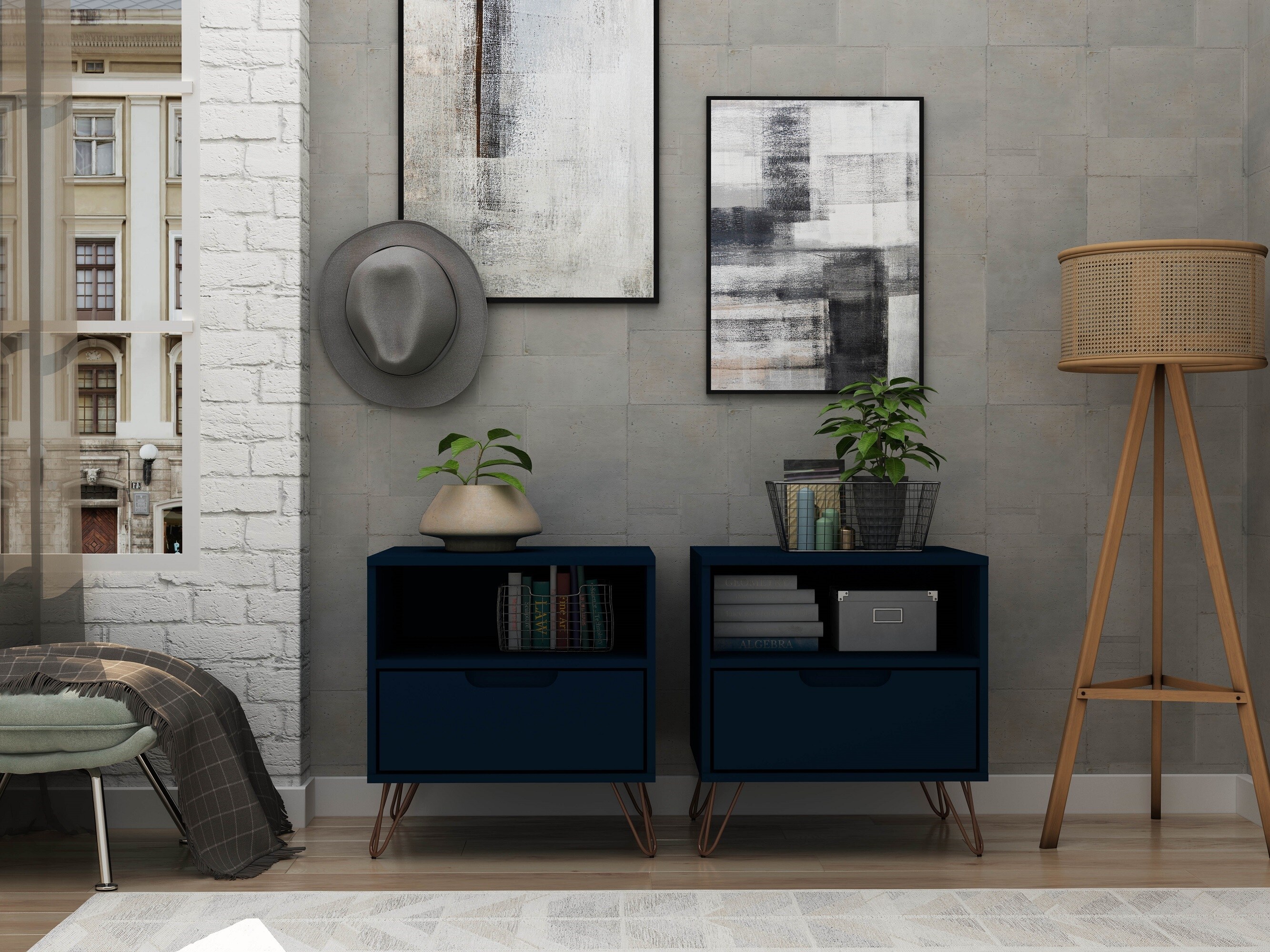 Manhattan Comfort 2-101GMC4 Tatiana Midnight Blue Nightstand