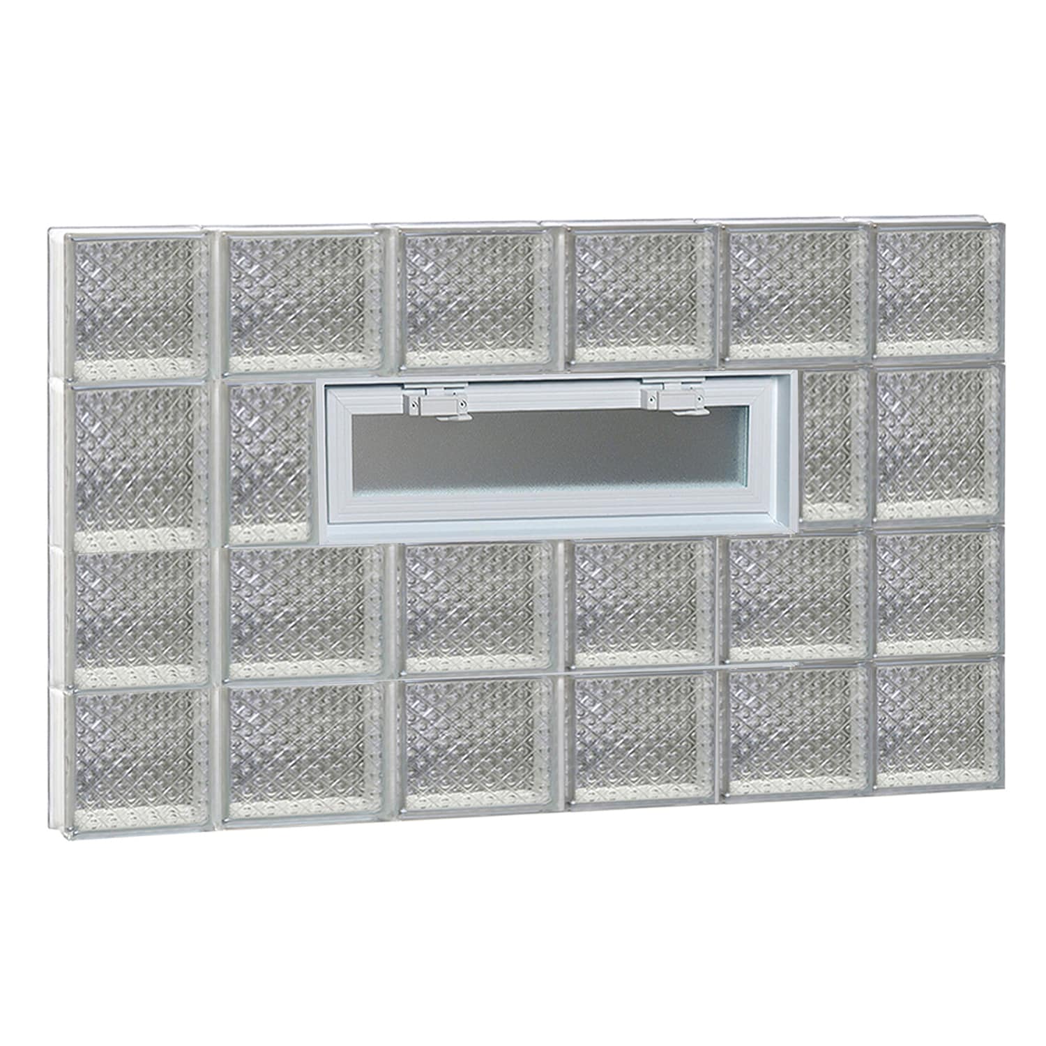 REDI2SET V4426DP Diamond Glass 42-1/2-in x 25-in Frameless Replacement Vented Glass Block Window