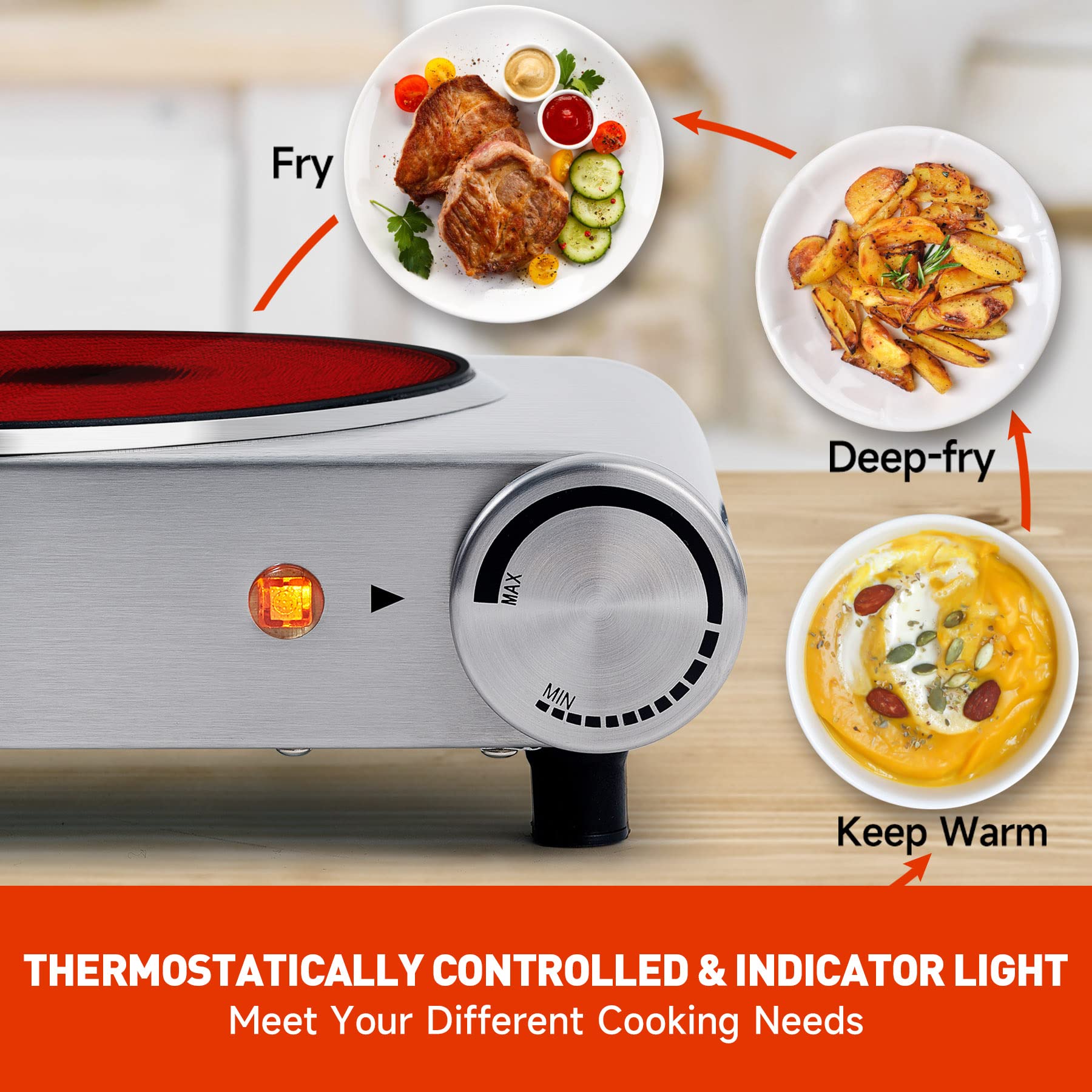 Jeremy Cass 14.57-in 2 Elements Stainless Steel Electric Hot Plate in the Hot  Plates department at