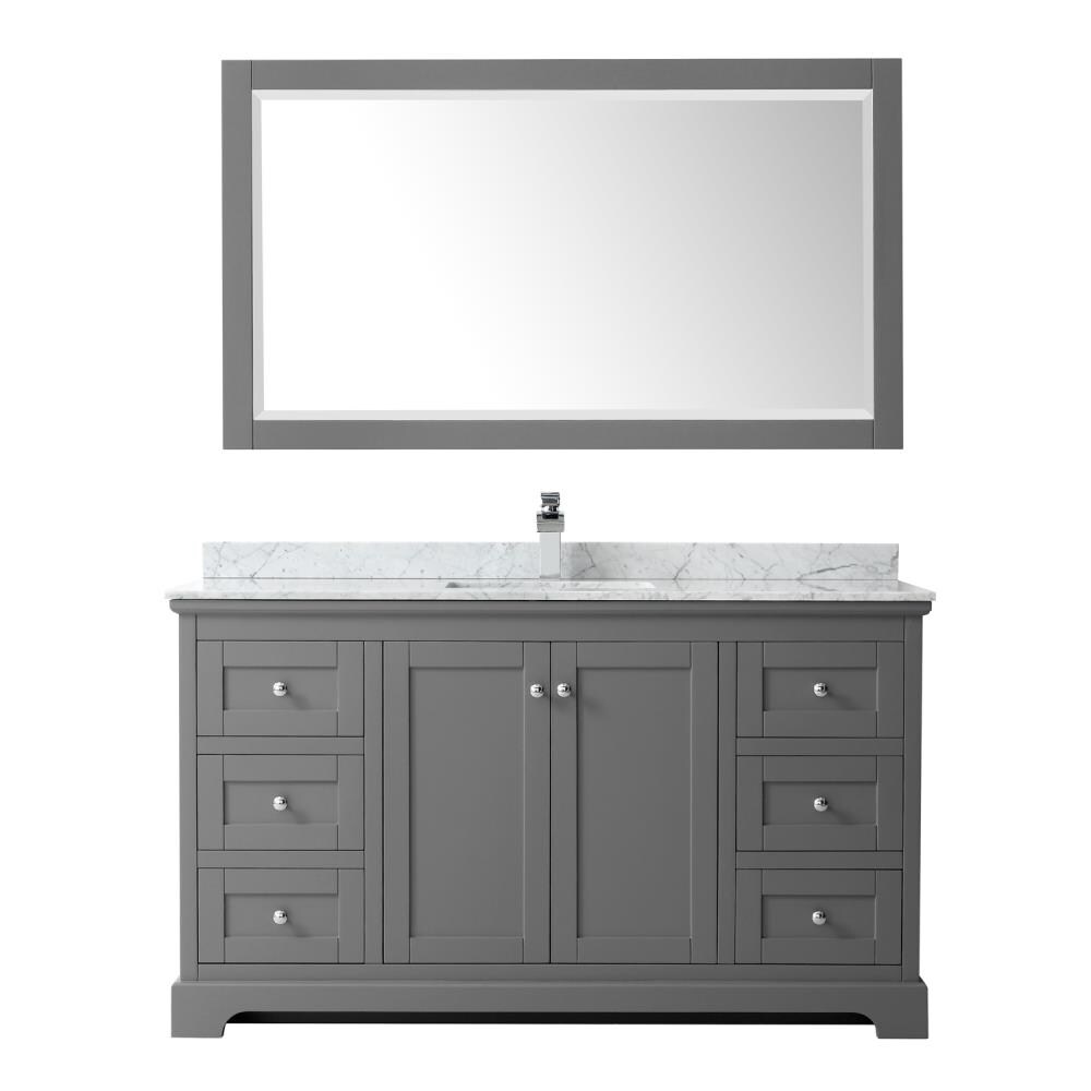 Wyndham Collection Avery 60-in Dark Gray with Polished Chrome Trim ...