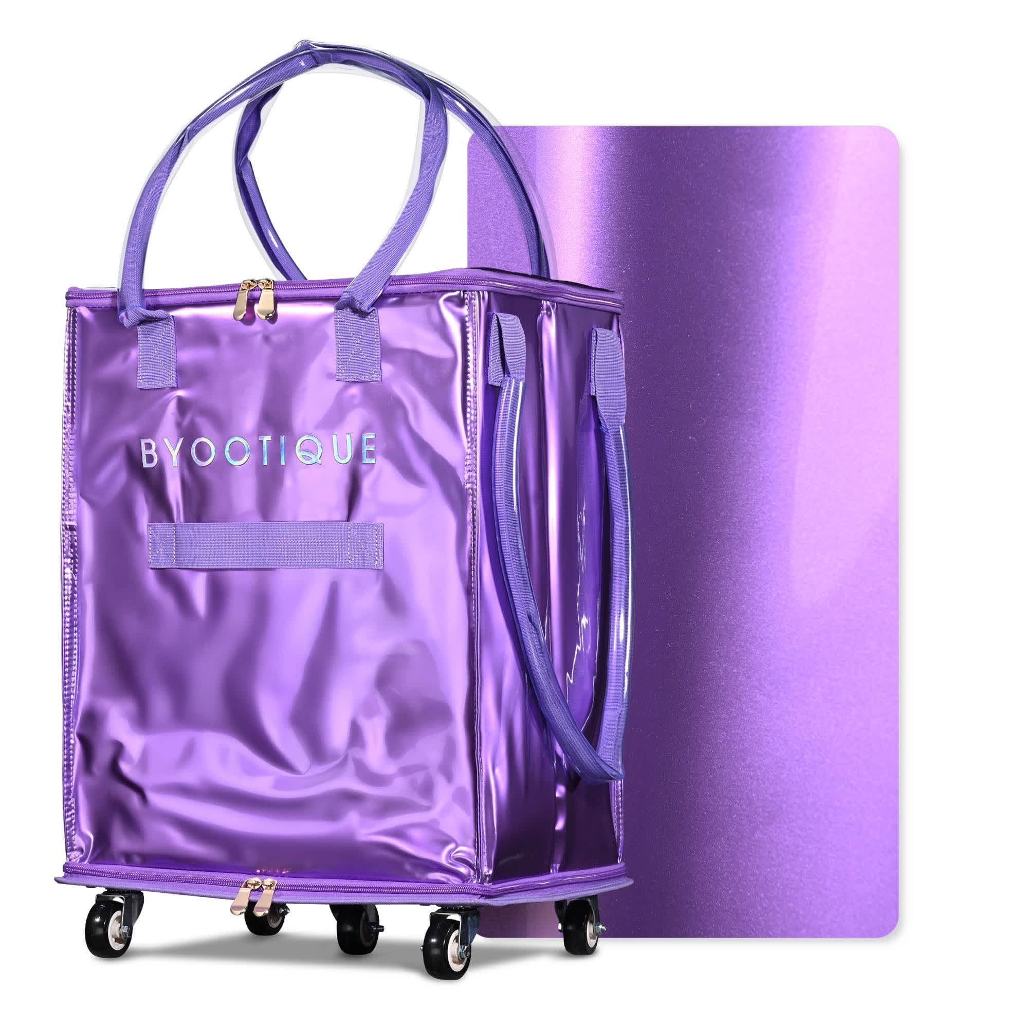 Yescom Byootique 16-inch Rolling Tote Bag Grocery Bag on Wheels Shopping Trolley DuskViolet
