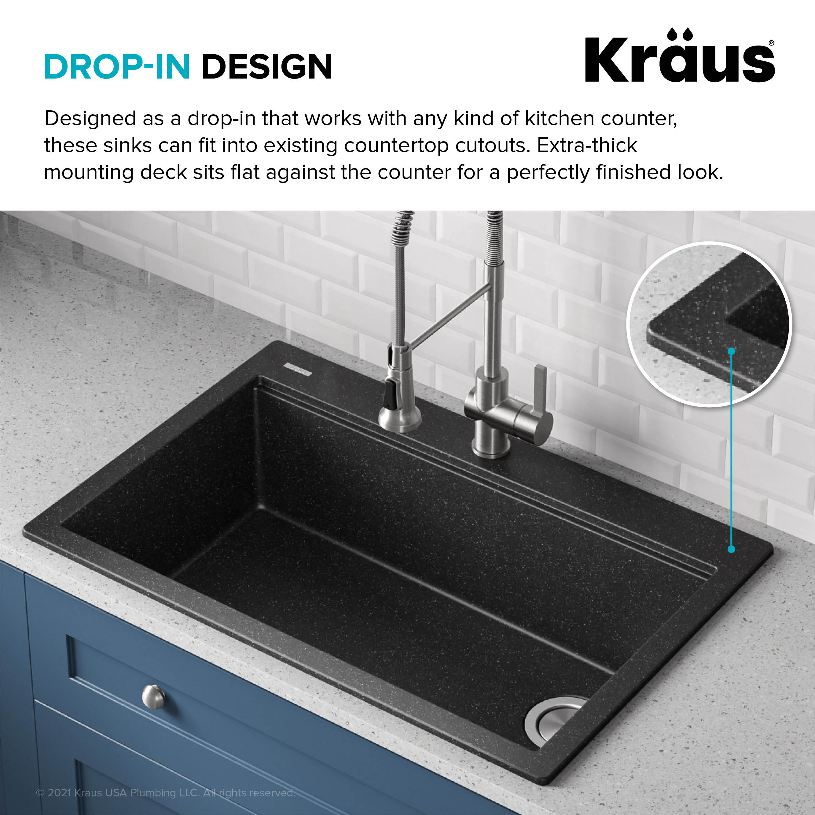 33 in. Metallic Black Granite Composite Single Bowl Kitchen Sink with Accessories