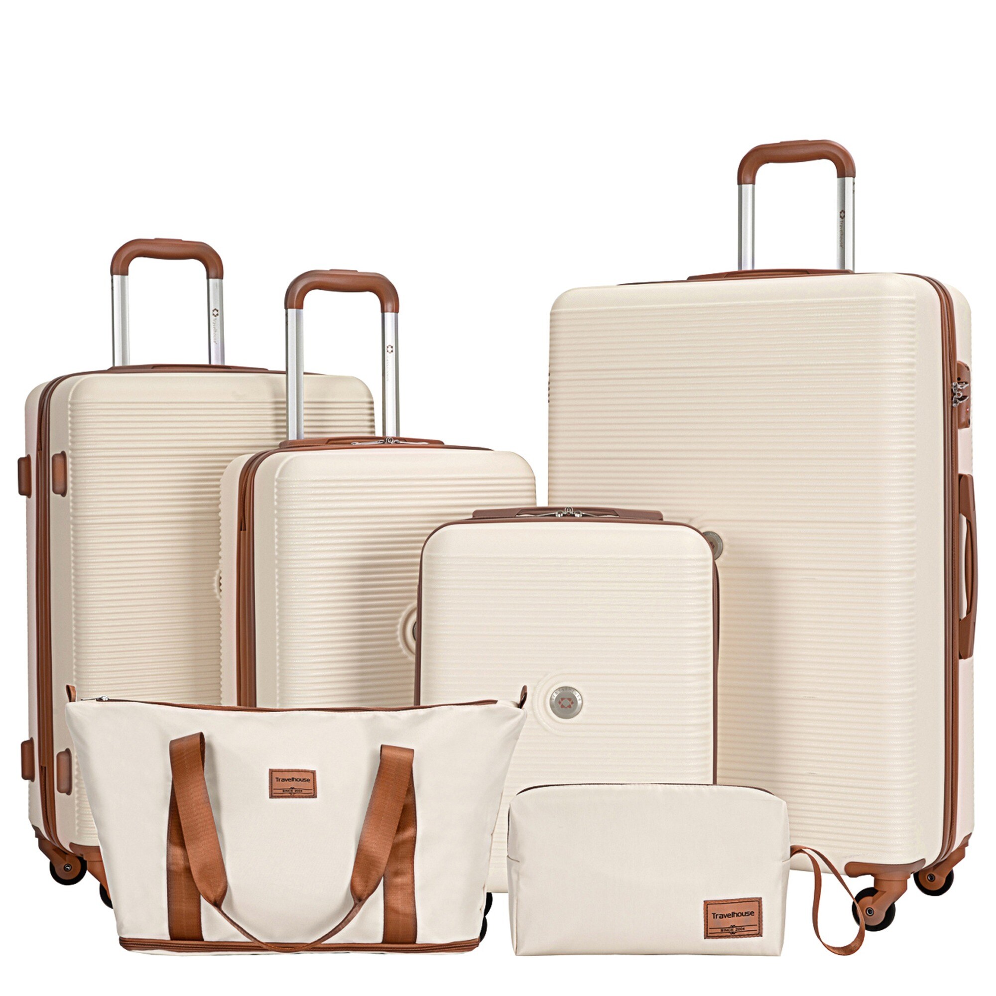 HyperDrop Cart White Lightweight Hardshell 6-Piece Travel Luggage Set with TSA Lock and Heavy-Duty Spinner Wheels