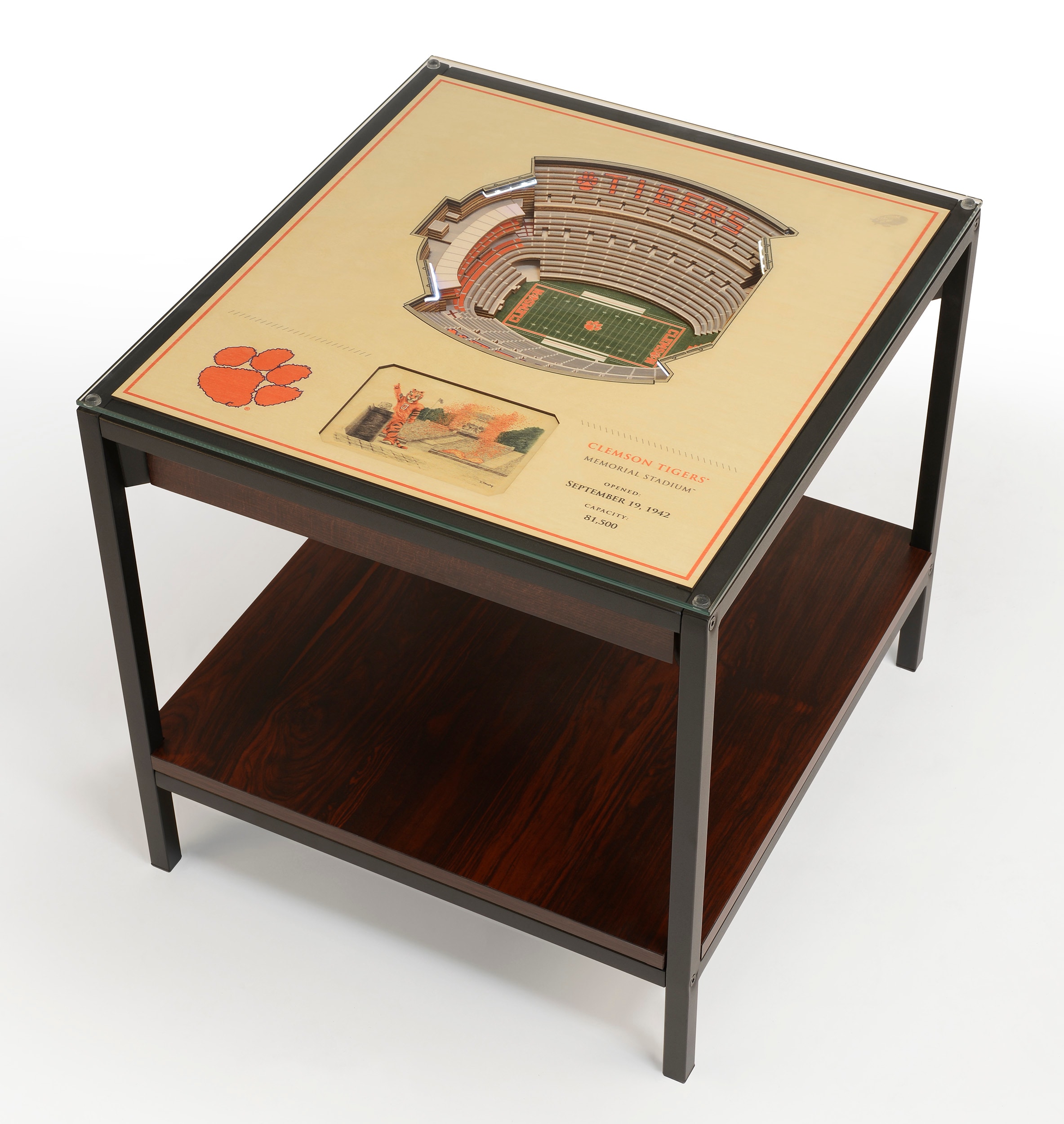 StadiumViews 7010120 25-Layer StadiumView Lighted End Table 22-in W x 22.25-in H Team Colors Glass Modern End Table with Storage Assembly Required