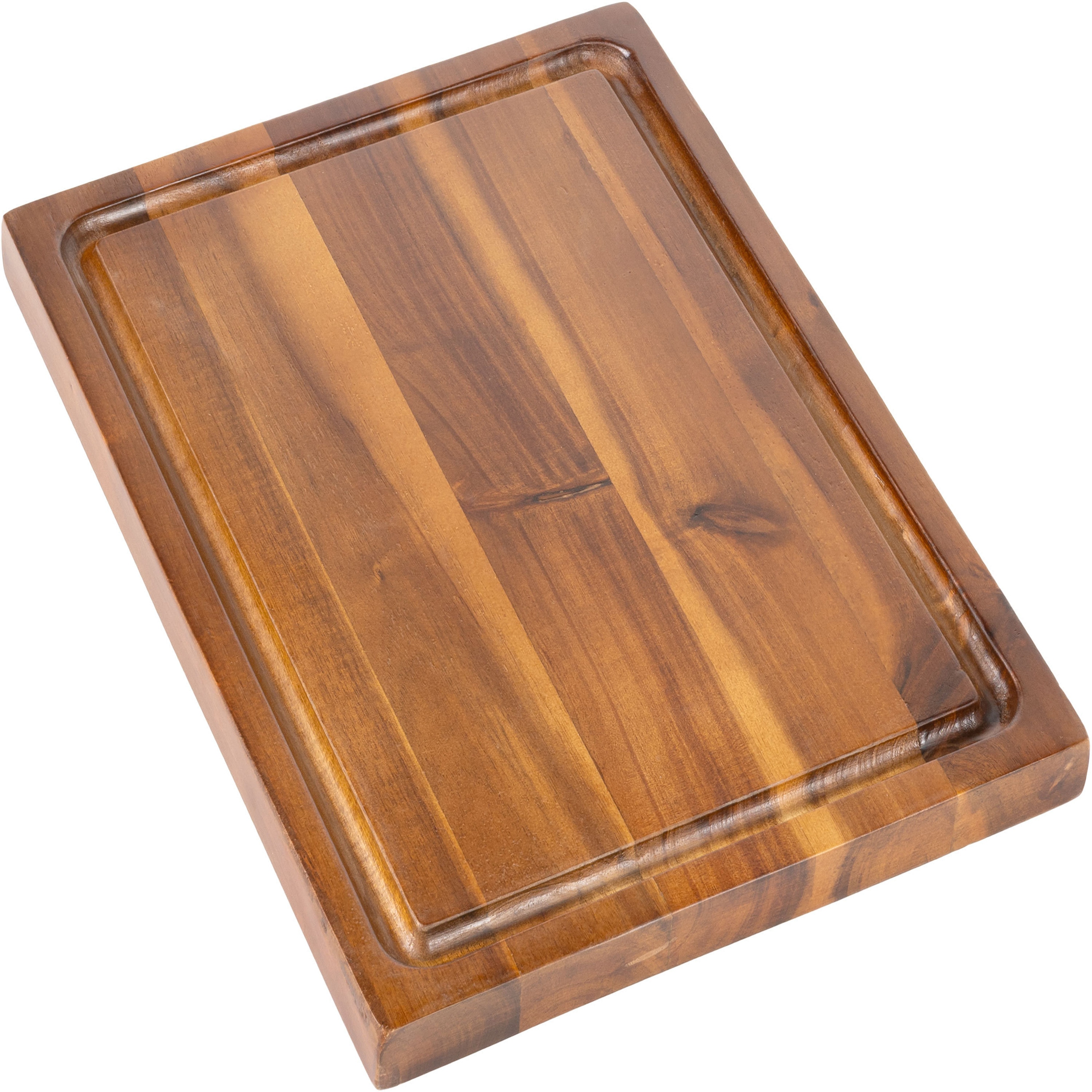 happimess Eldridge Small 14 in. W x 10 in. D Handcrafted Acacia Wood Grain Thick Reversible Cutting Board with Juice Grooves - Brown