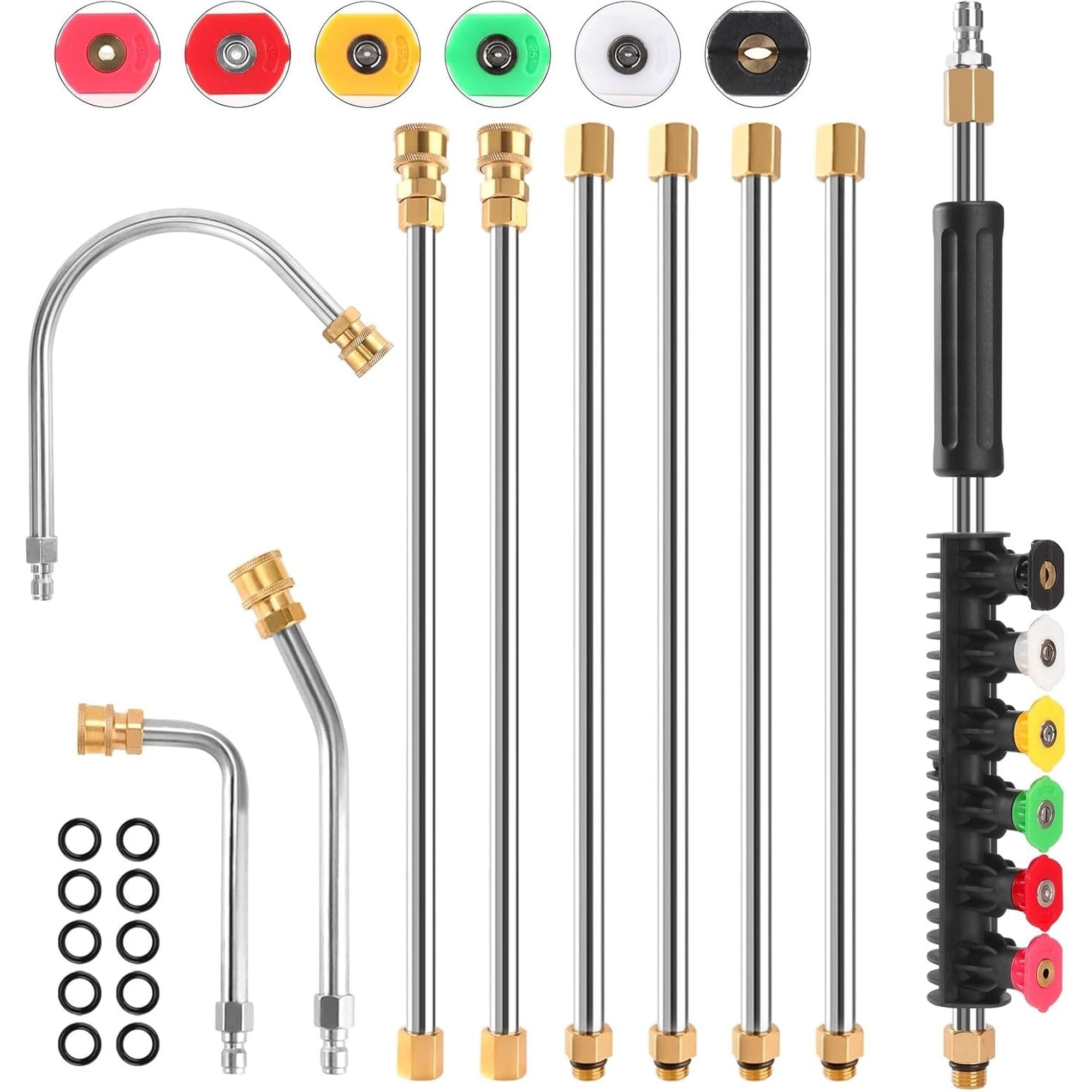 Wudkey 9ft L 10-Pack Stainless Steel Multi-Angle Gutter Cleaner Curved Rod Pressure Washer Extension Wand